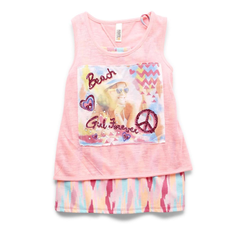 Route 66 Girl's 2-Piece Layered Tank Top - Beach Girl Forever
