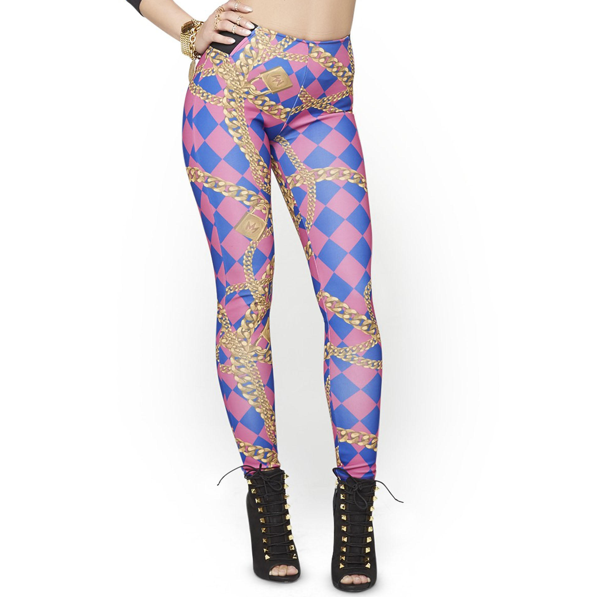 Nicki Minaj Women's Gored Leggings - Harlequin Chain Print