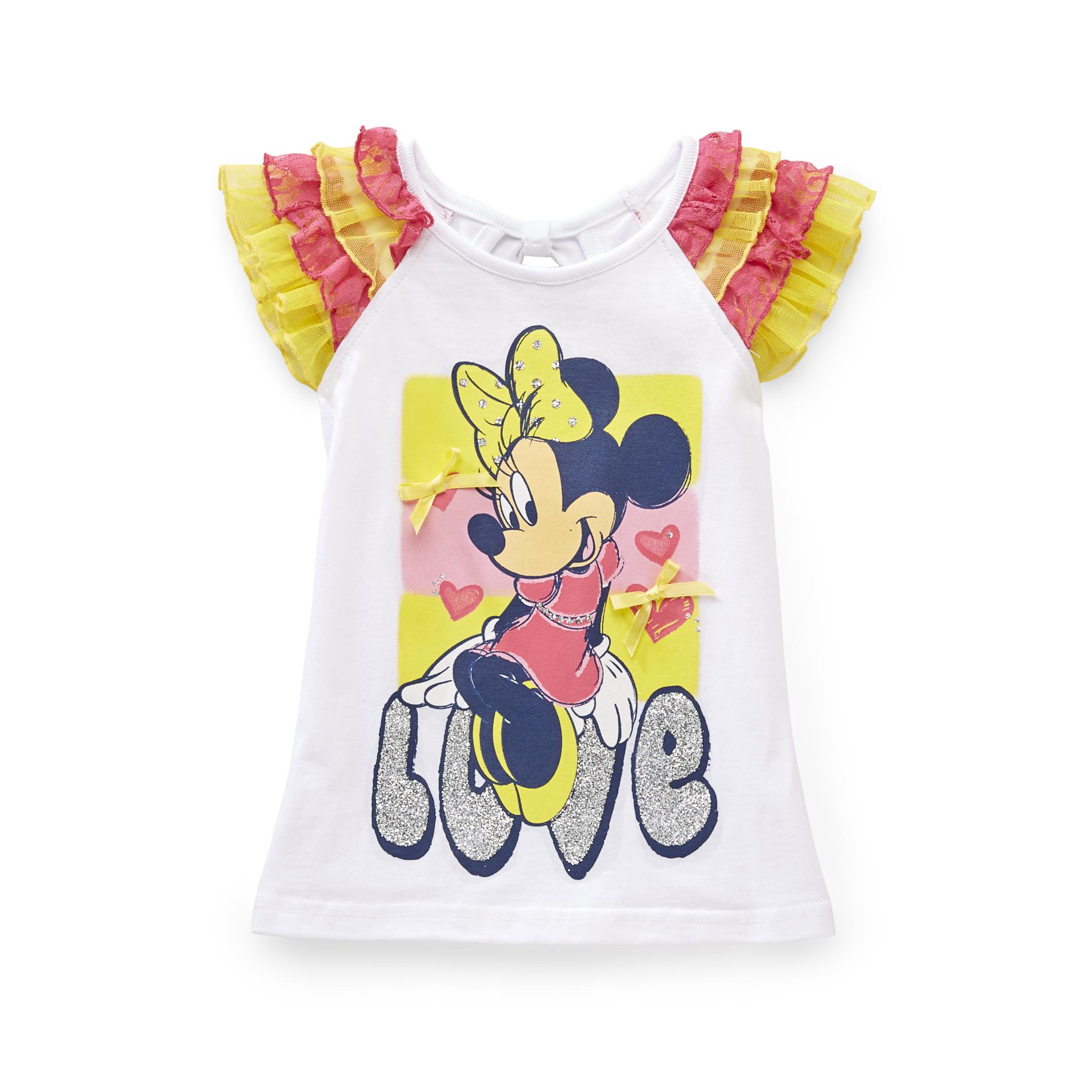 Disney Minnie Mouse Toddler Girl's Glitter Top