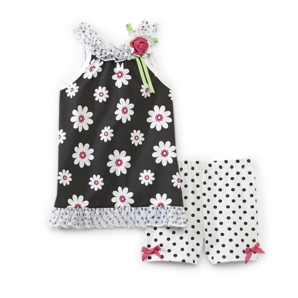 WonderKids Infant Girl's Sleeveless Top & Shorts - Floral & Polka Dots