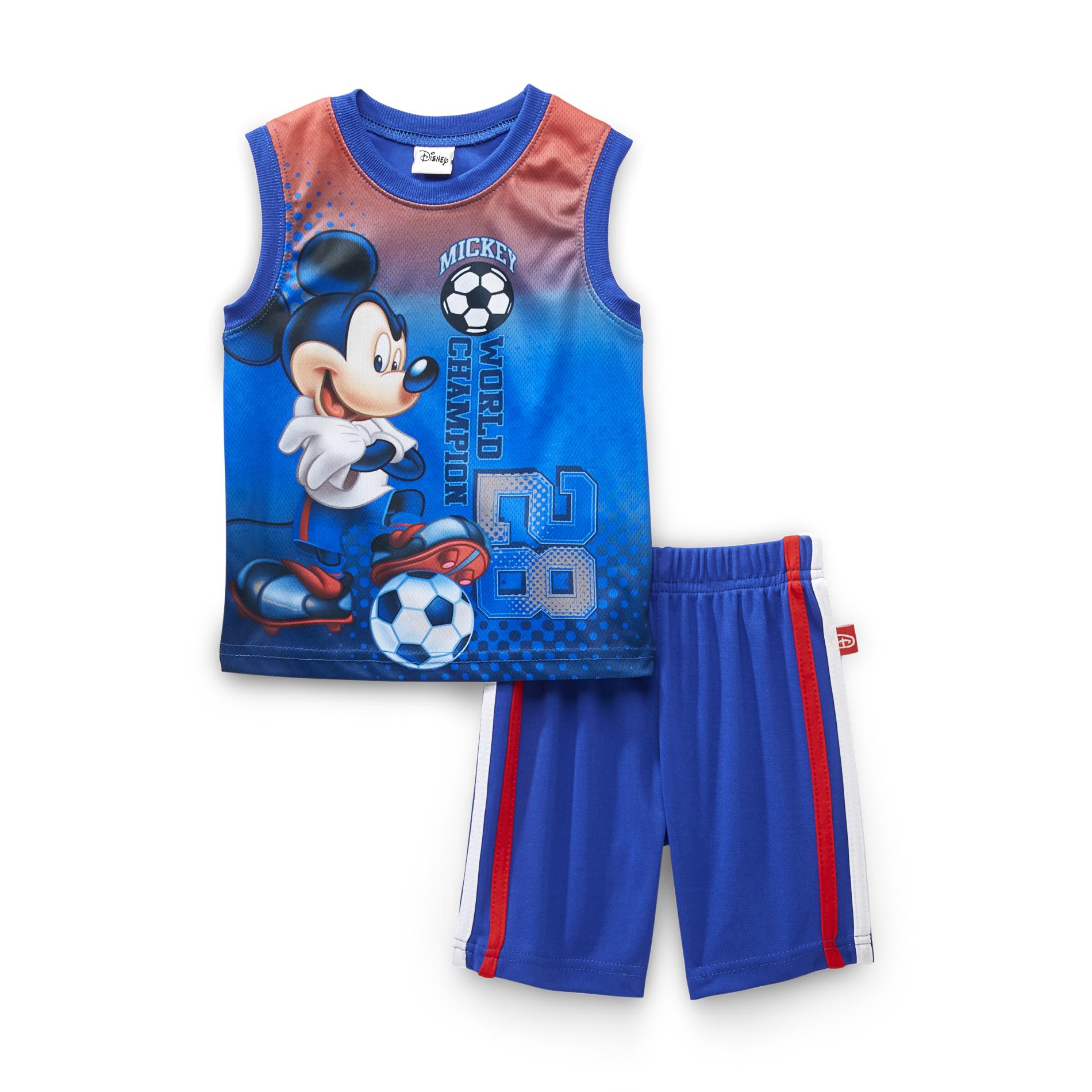 Disney Toddler Boy's Sleeveless Shirt & Shorts - Mickey Mouse Soccer