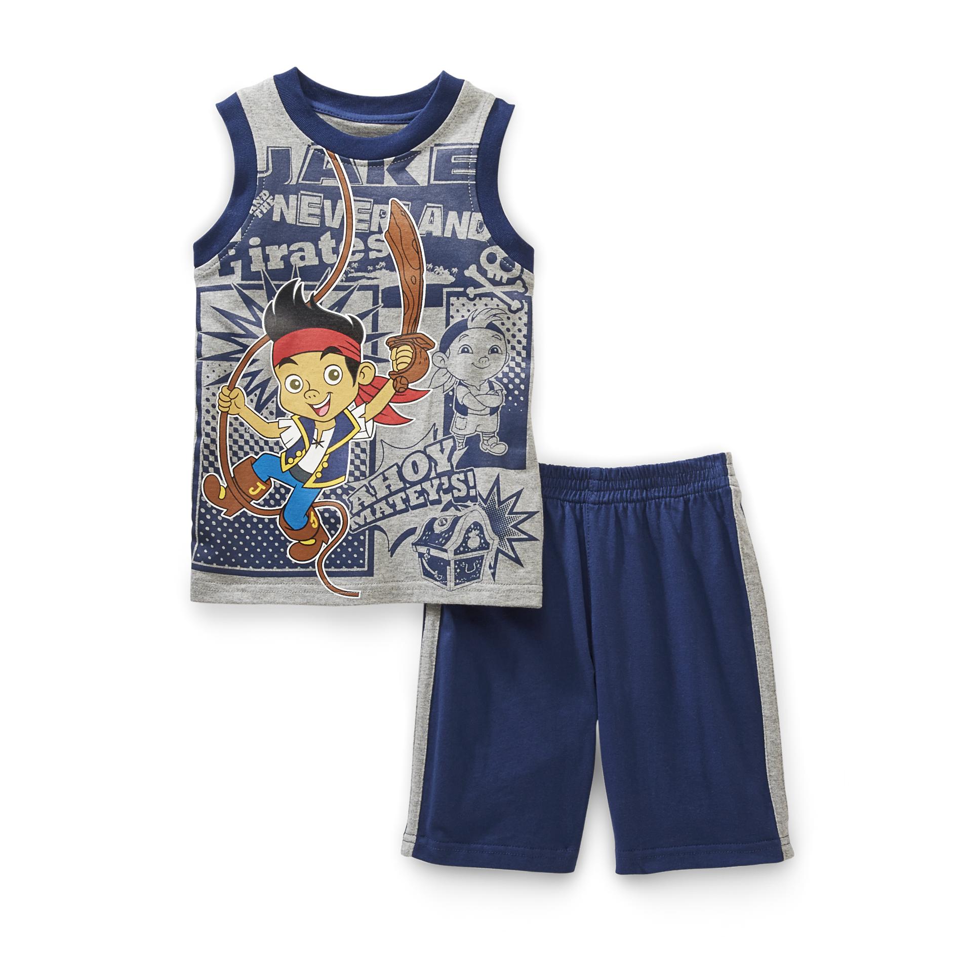 Disney Toddler Boy's Sleeveless Shirt & Shorts - Jake & the Never Land Pirate