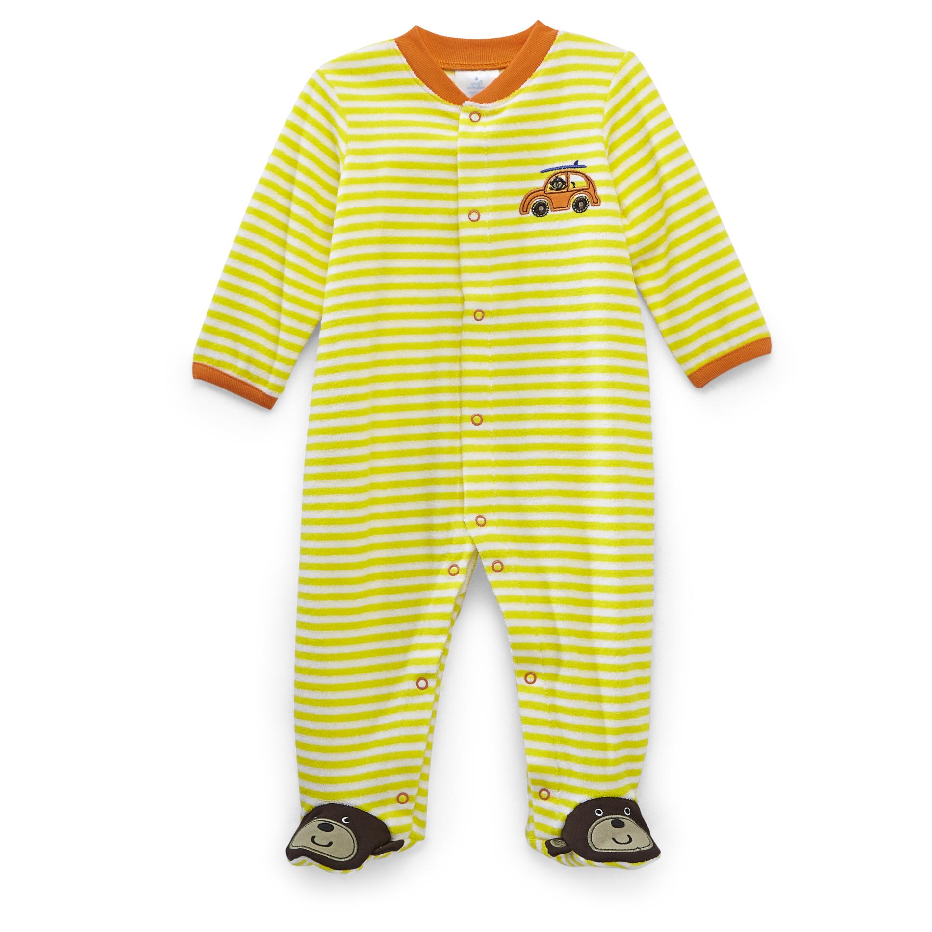 Small Wonders Newborn Boy's Footed Pajama Sleeper - Car & Monkey