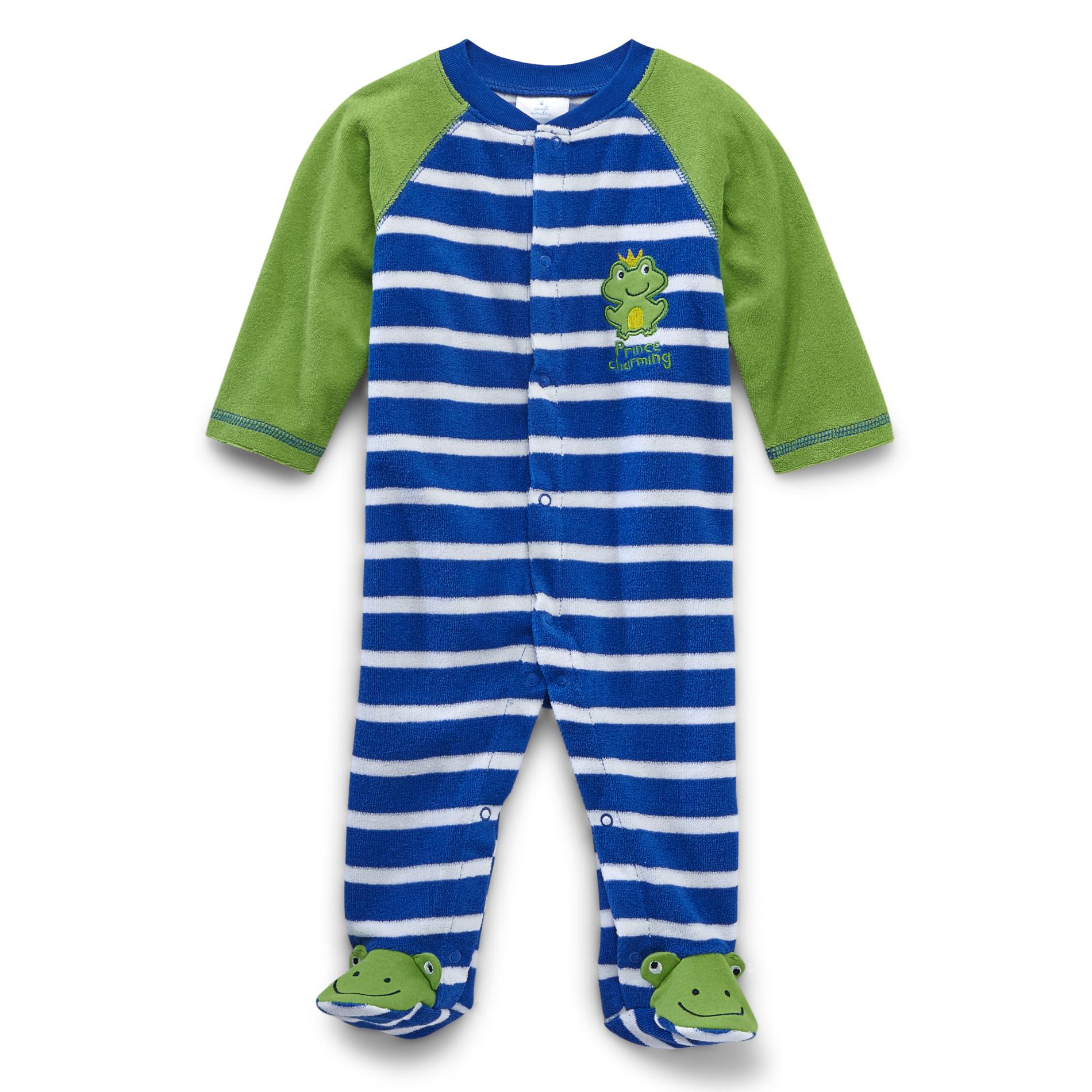 Small Wonders Newborn Boy's Footed Raglan Pajama Sleeper - Prince Charming