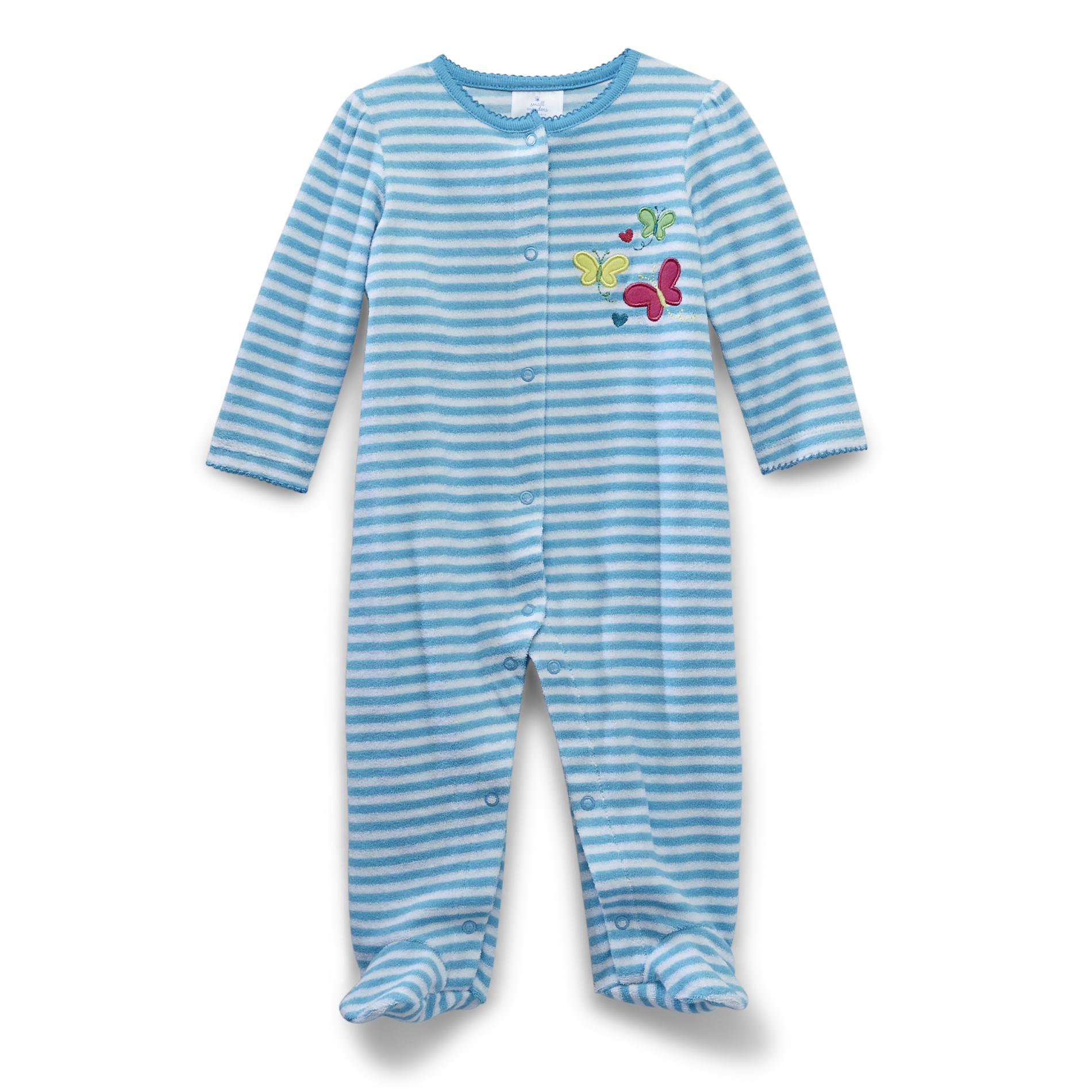 Small Wonders Newborn Girl's Footed Terry Sleeper Pajamas - Butterflies