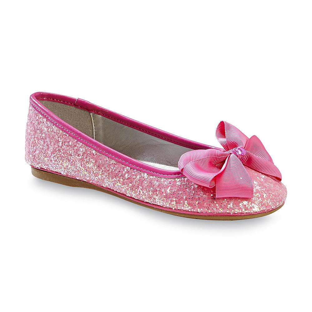 WonderKids Girl's Jocelyn Pink Glitter Ballerina Flat