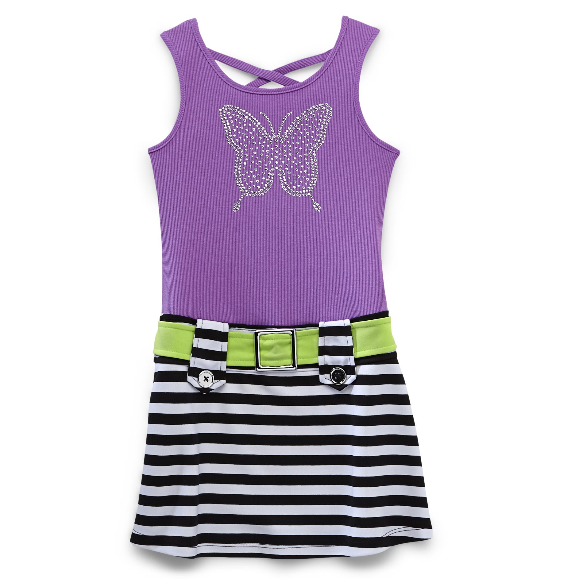 Piper Girl's Belted Dress - Butterfly