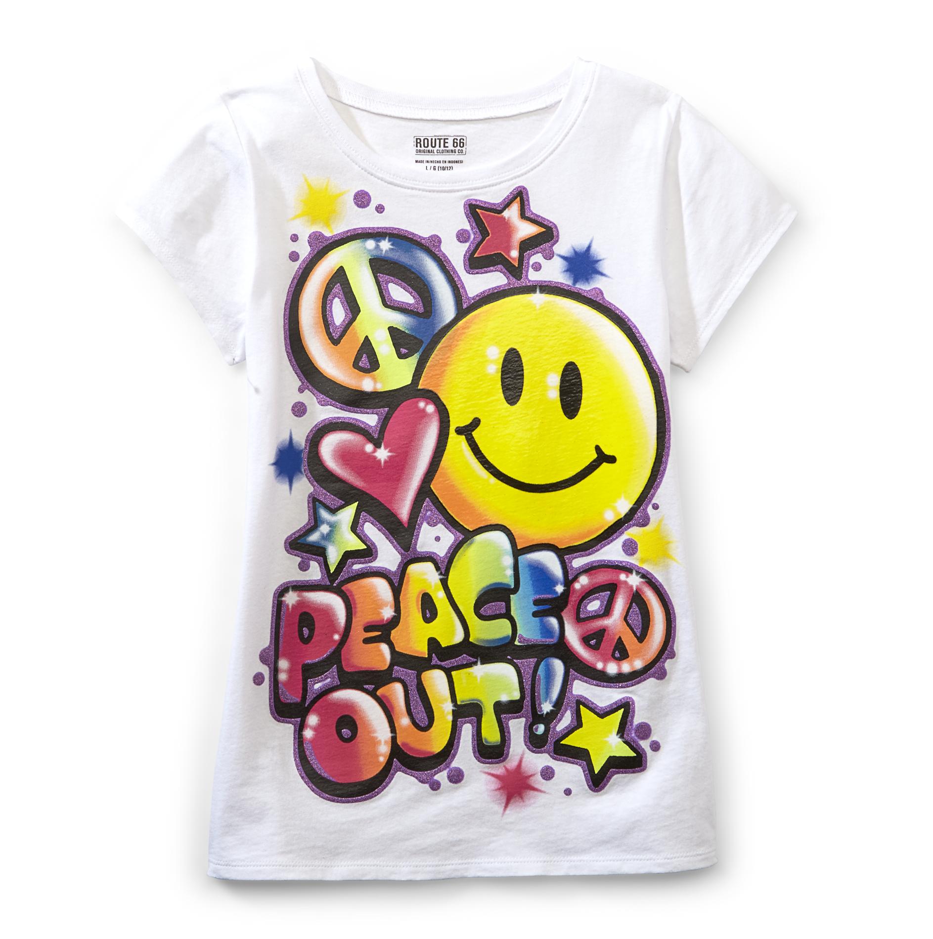 Route 66 Girl's Graphic T-Shirt - Peace Out!