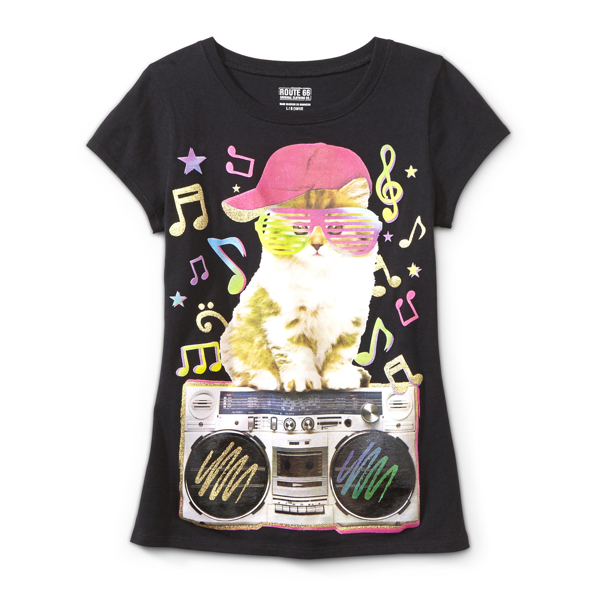 Route 66 Girl's Graphic T-Shirt - Boombox Kitten