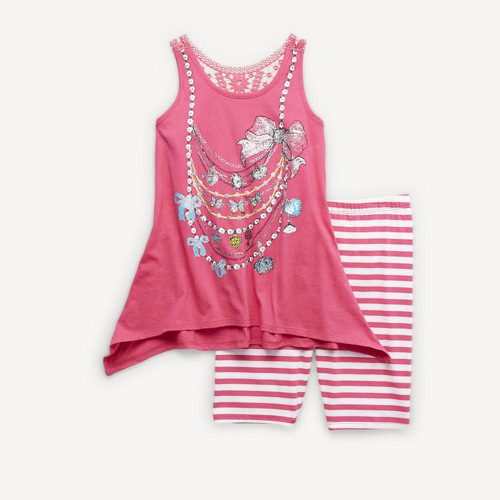 Tempted Apparel Girl's Racerback Top & Shorts - Necklace Print