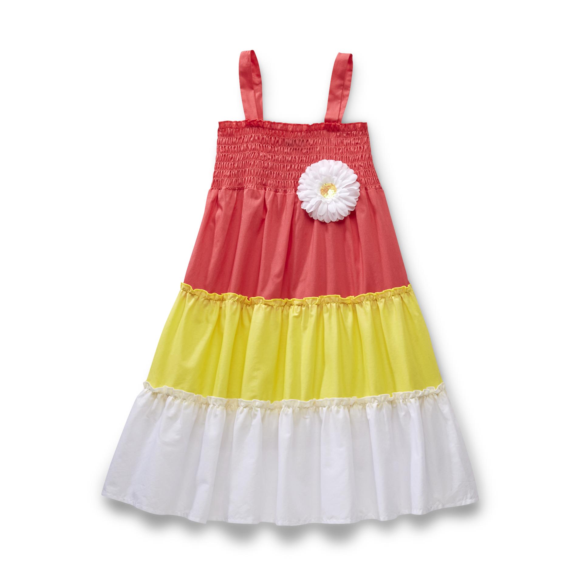 Basic Editions Girl's Tiered Sundress - Colorblock