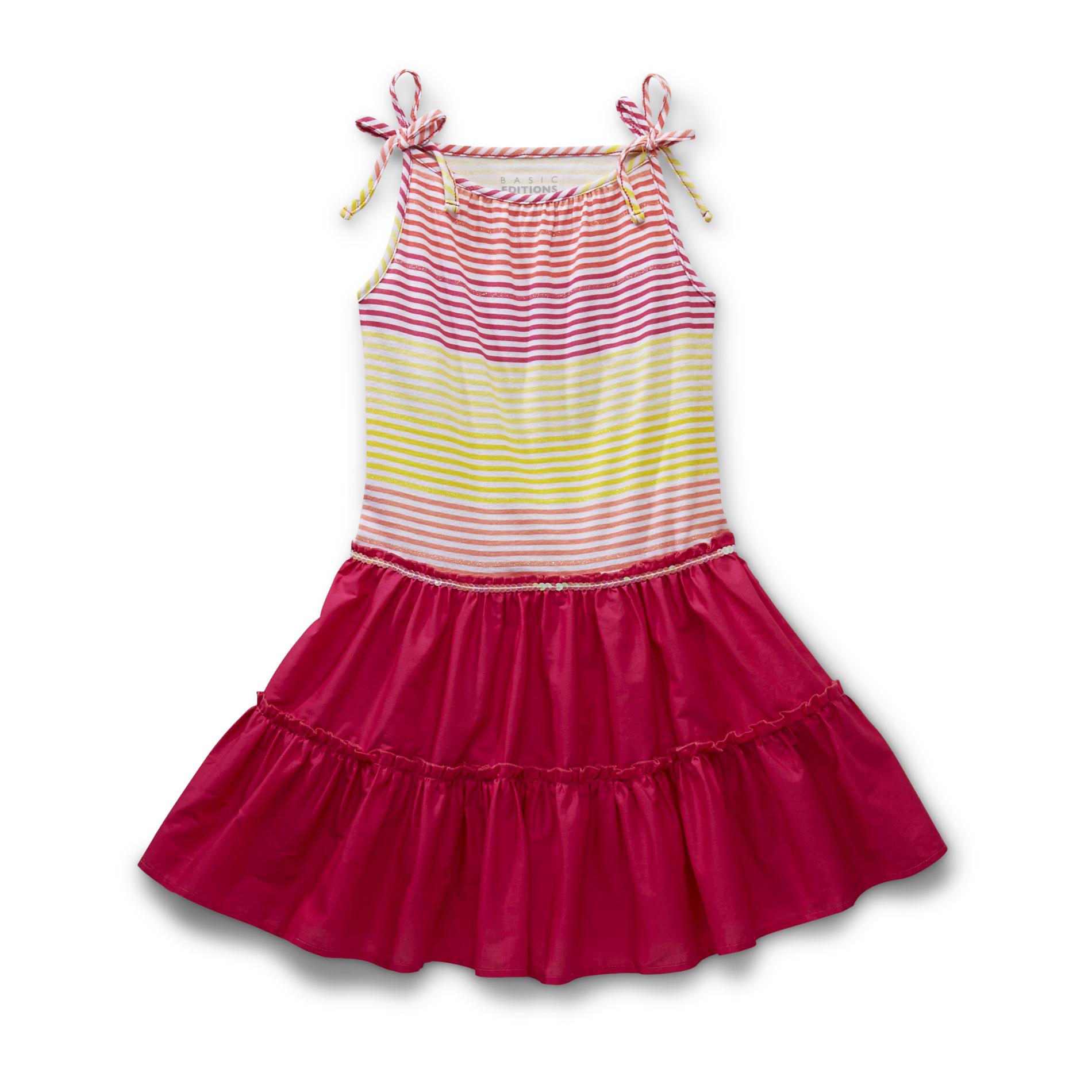 Basic Editions Girl's Sleeveless Sundress - Colorblock Stripes