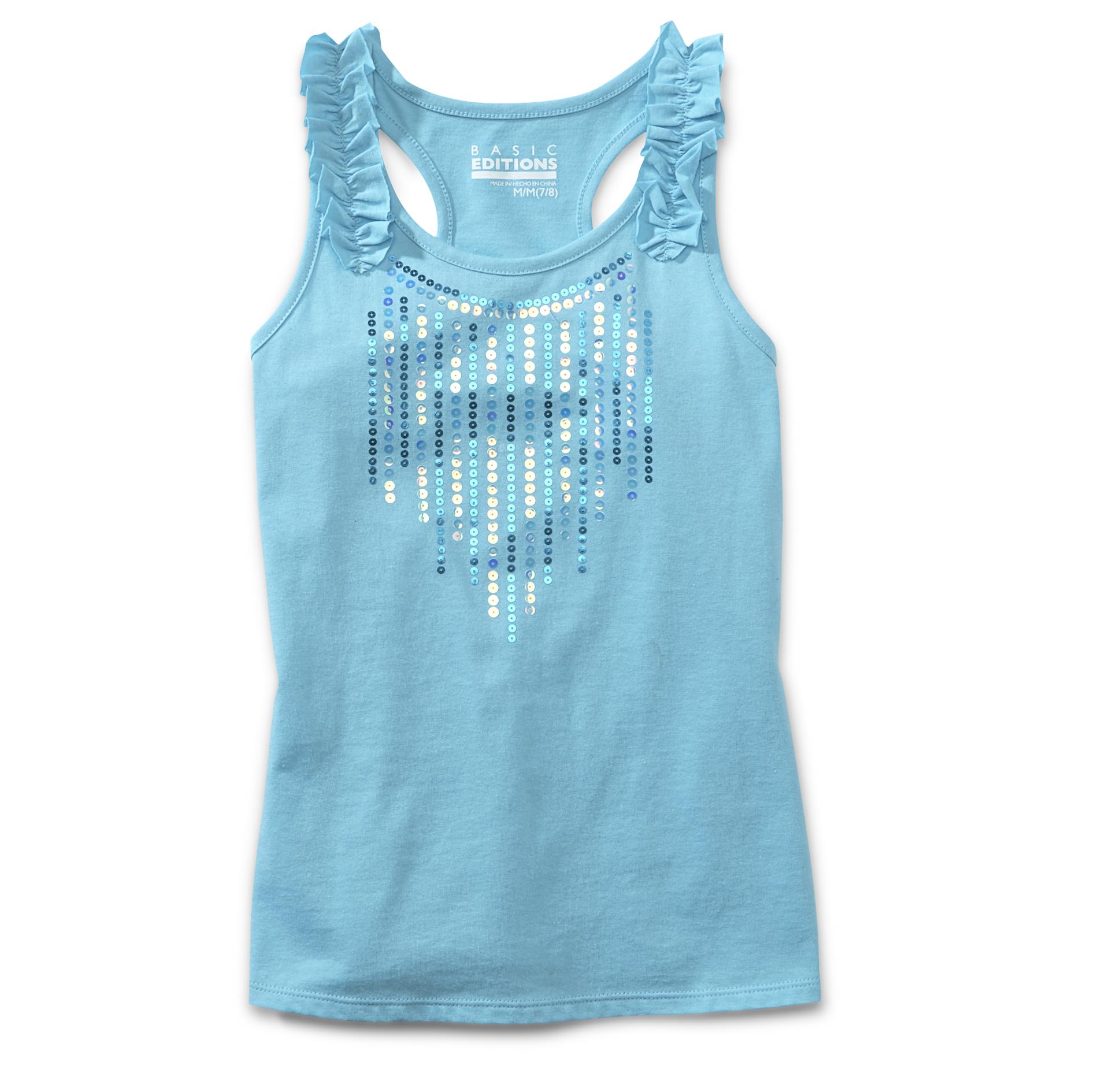 Basic Editions Girl's Racerback Tank Top - Sequins