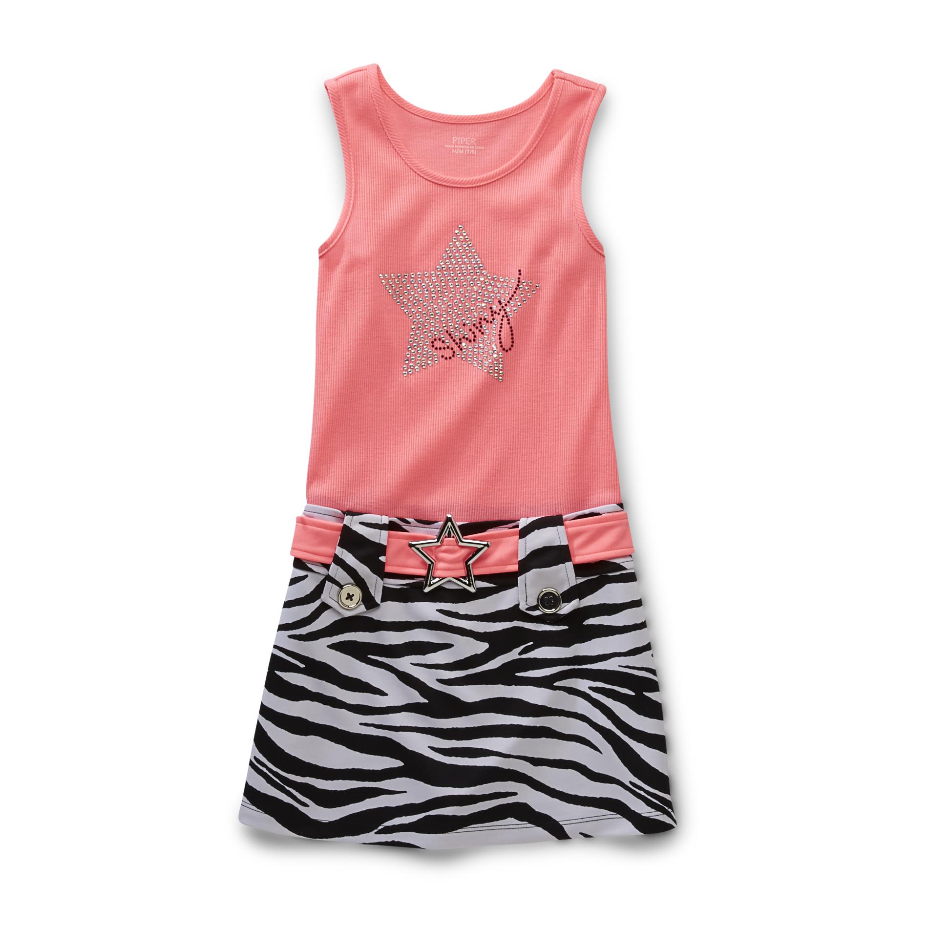 Piper Girl's Sleeveless Marsha Dress - Zebra Print