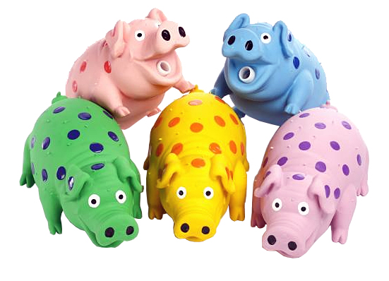 Multi Pet Latex Polka Dot Globlet Pig Dog Toy  Assorted Colors  9"