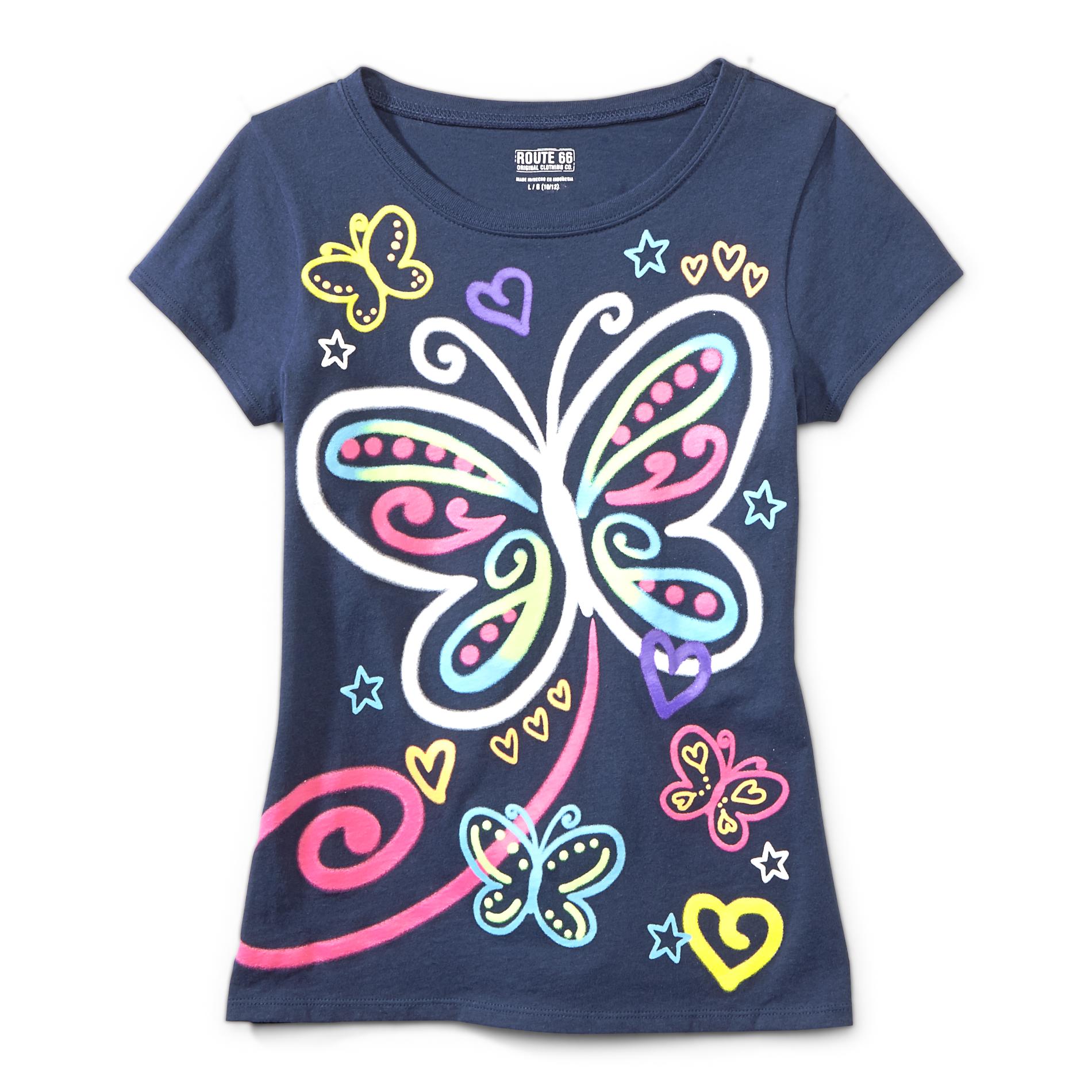 Route 66 Girl's Graphic T-Shirt - Butterfly