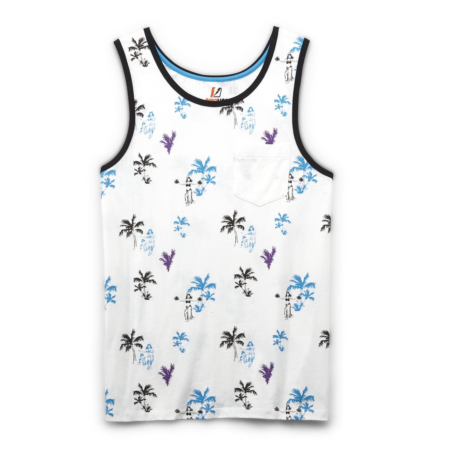 Amplify Young Men's Pocket Tank Top - Palm Trees