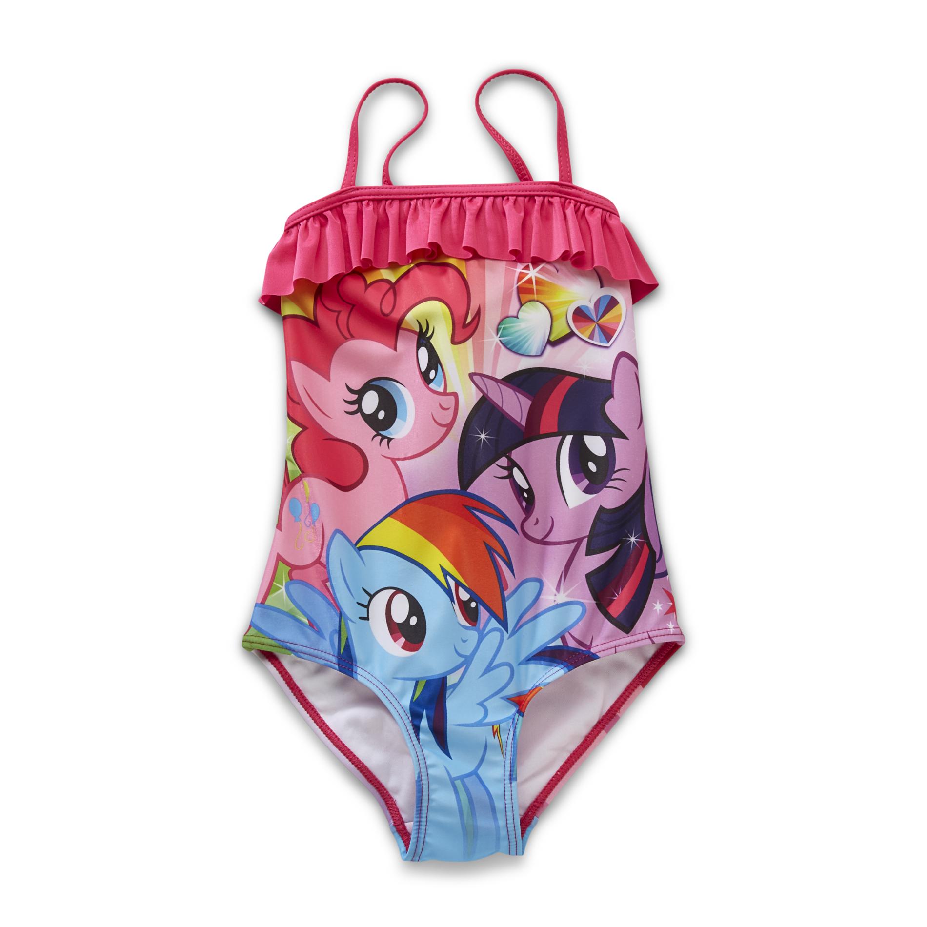 My Little Pony Girl's Ruffle Trim Swimsuit