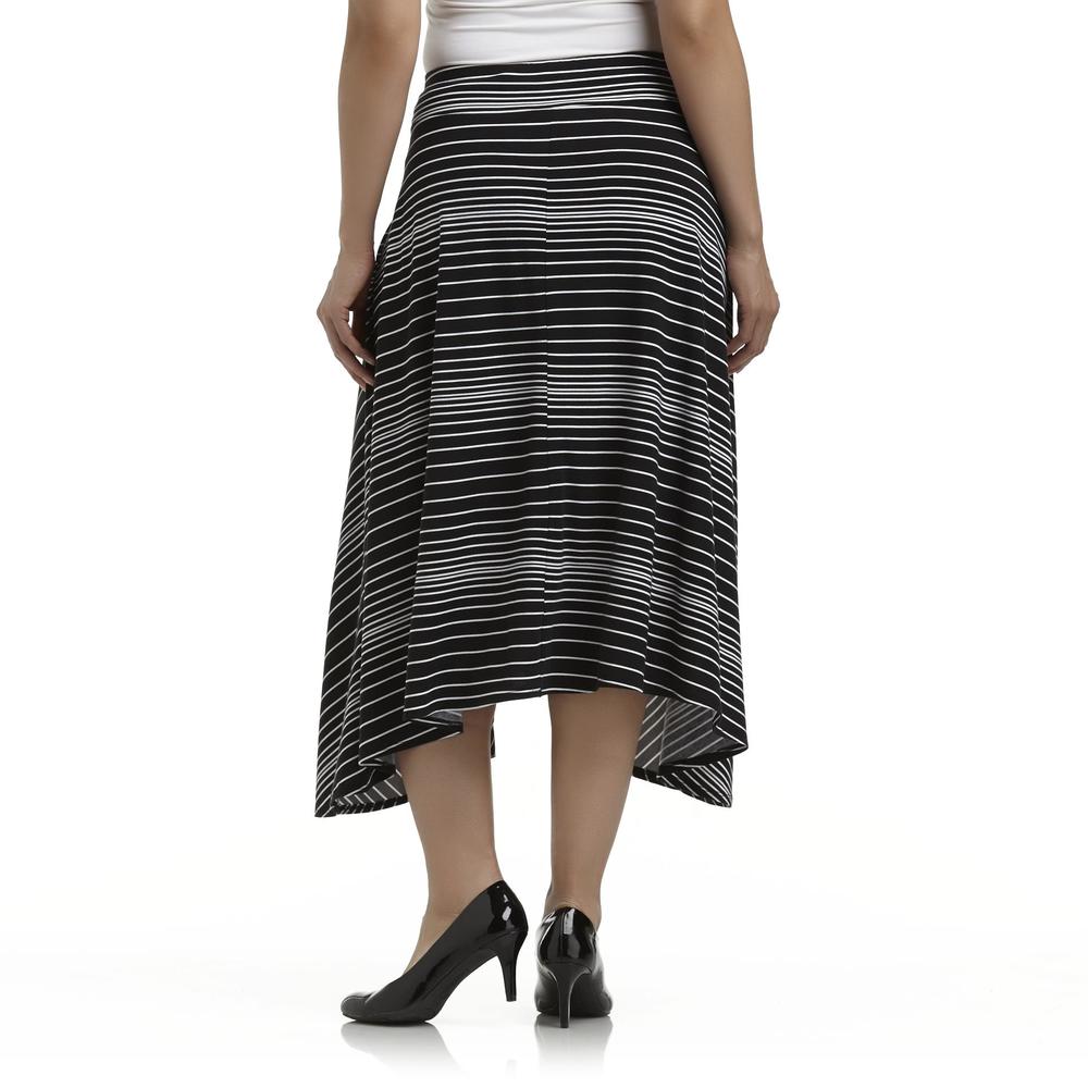 Beverly Drive Women's Plus Asymmetrical Skirt - Striped