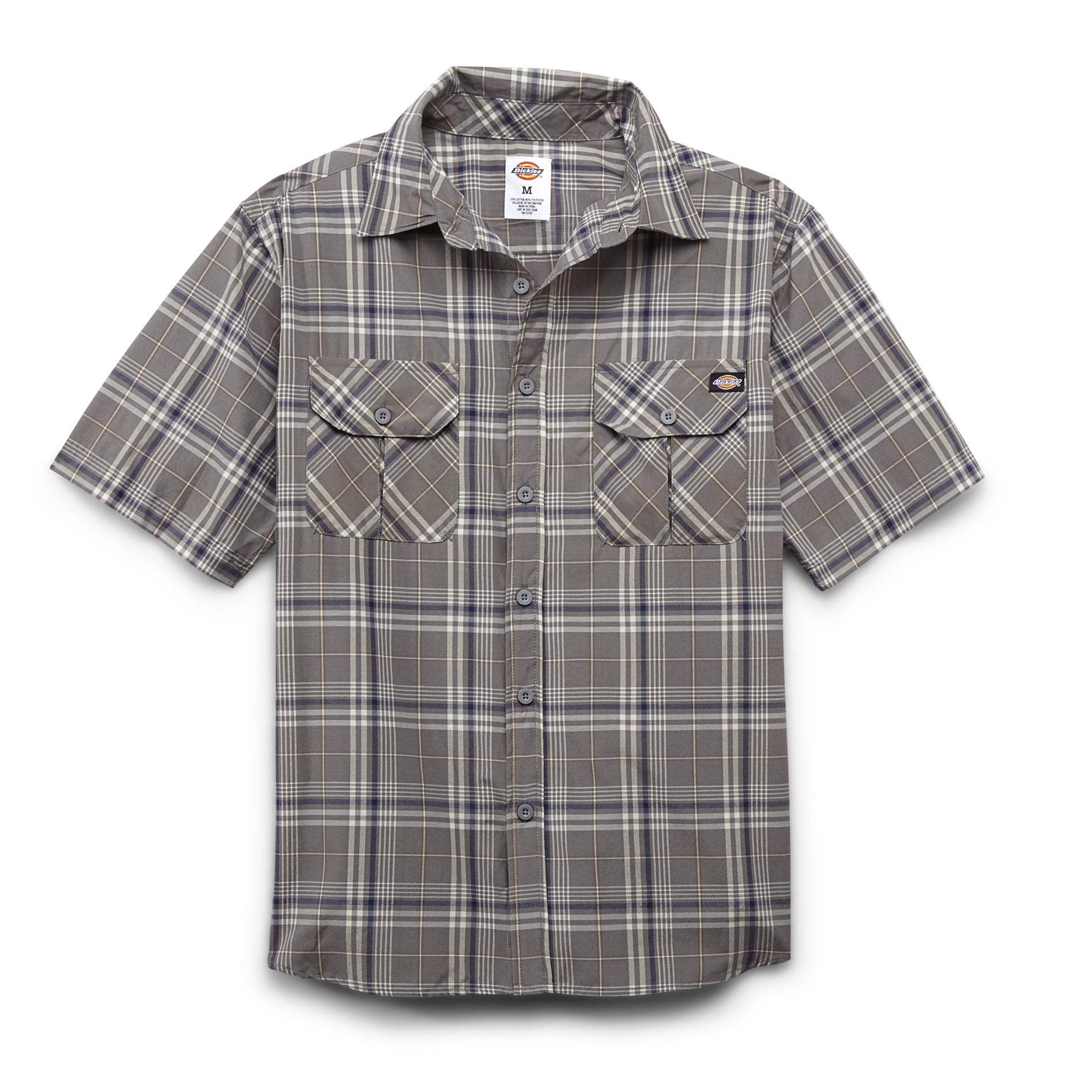 Dickies Young Men's Button-Front Shirt - Plaid