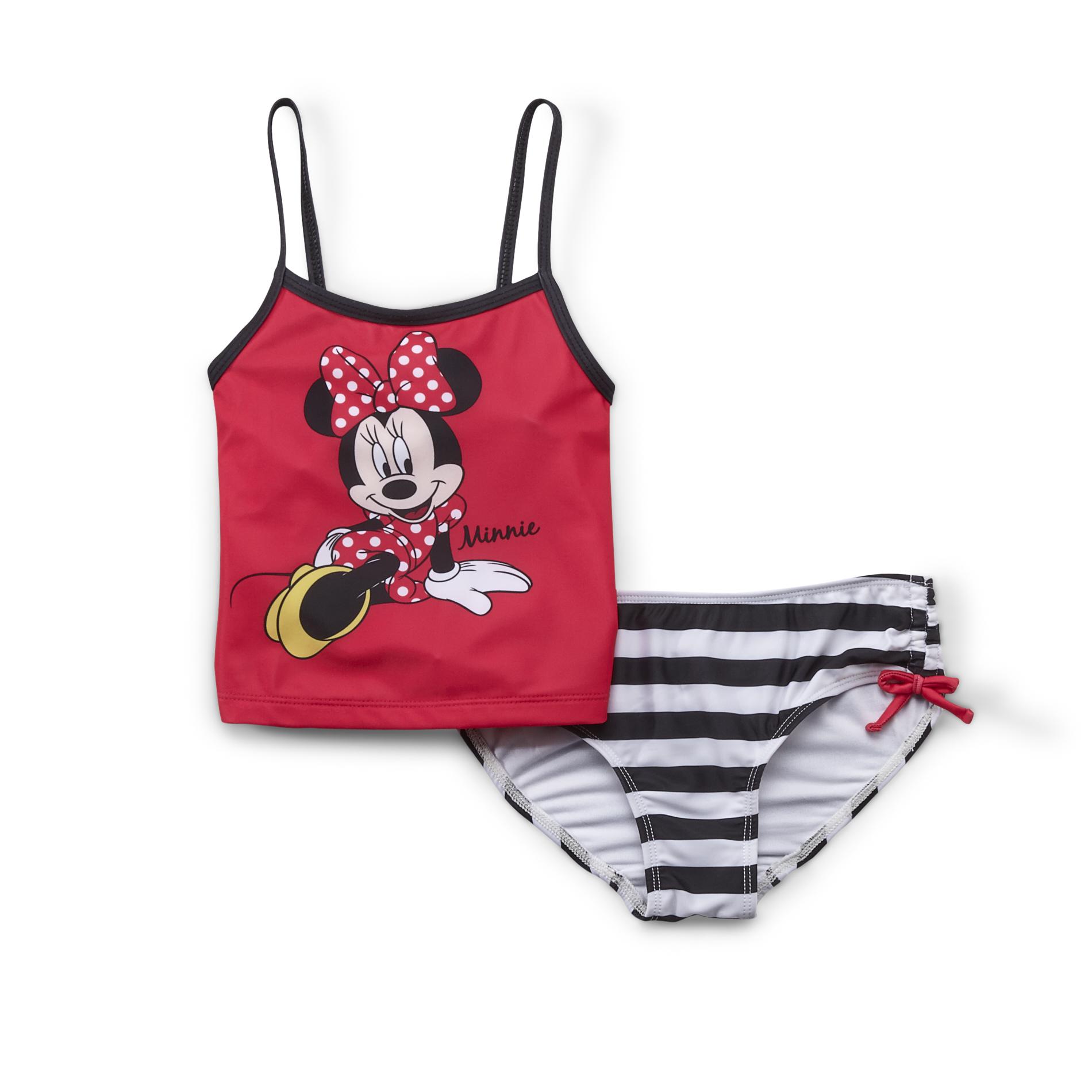 Disney Minnie Mouse Girl's Tankini - Striped