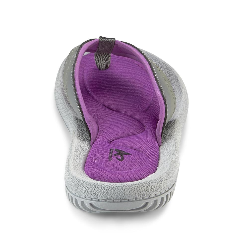 Athletech Women's Purple/Gray Memory Foam Flip-Flop Sandal