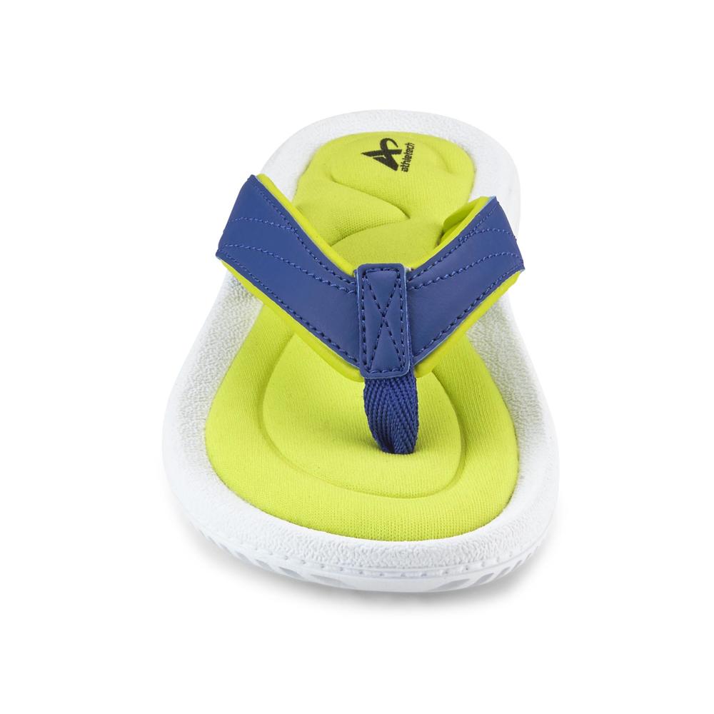 Athletech Women's Green/Blue/White Memory Foam Flip-Flop Sandal