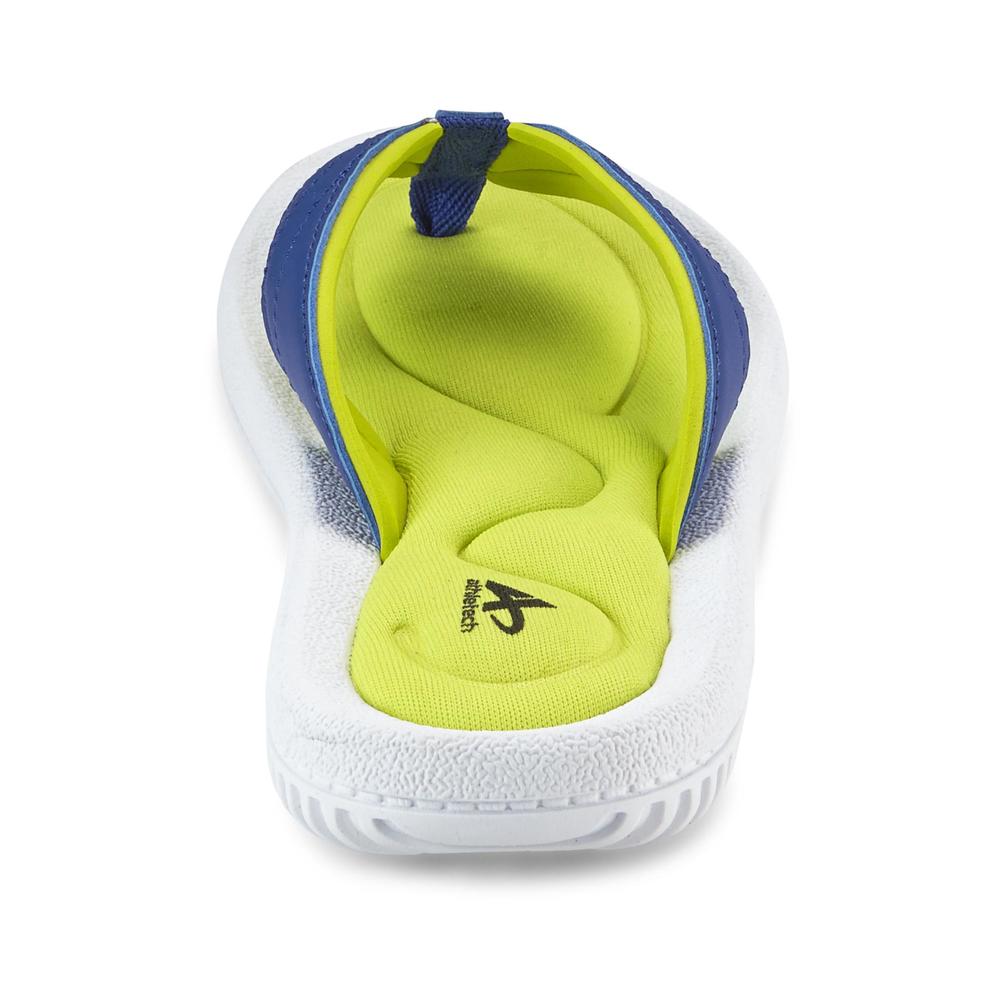 Athletech Women's Green/Blue/White Memory Foam Flip-Flop Sandal