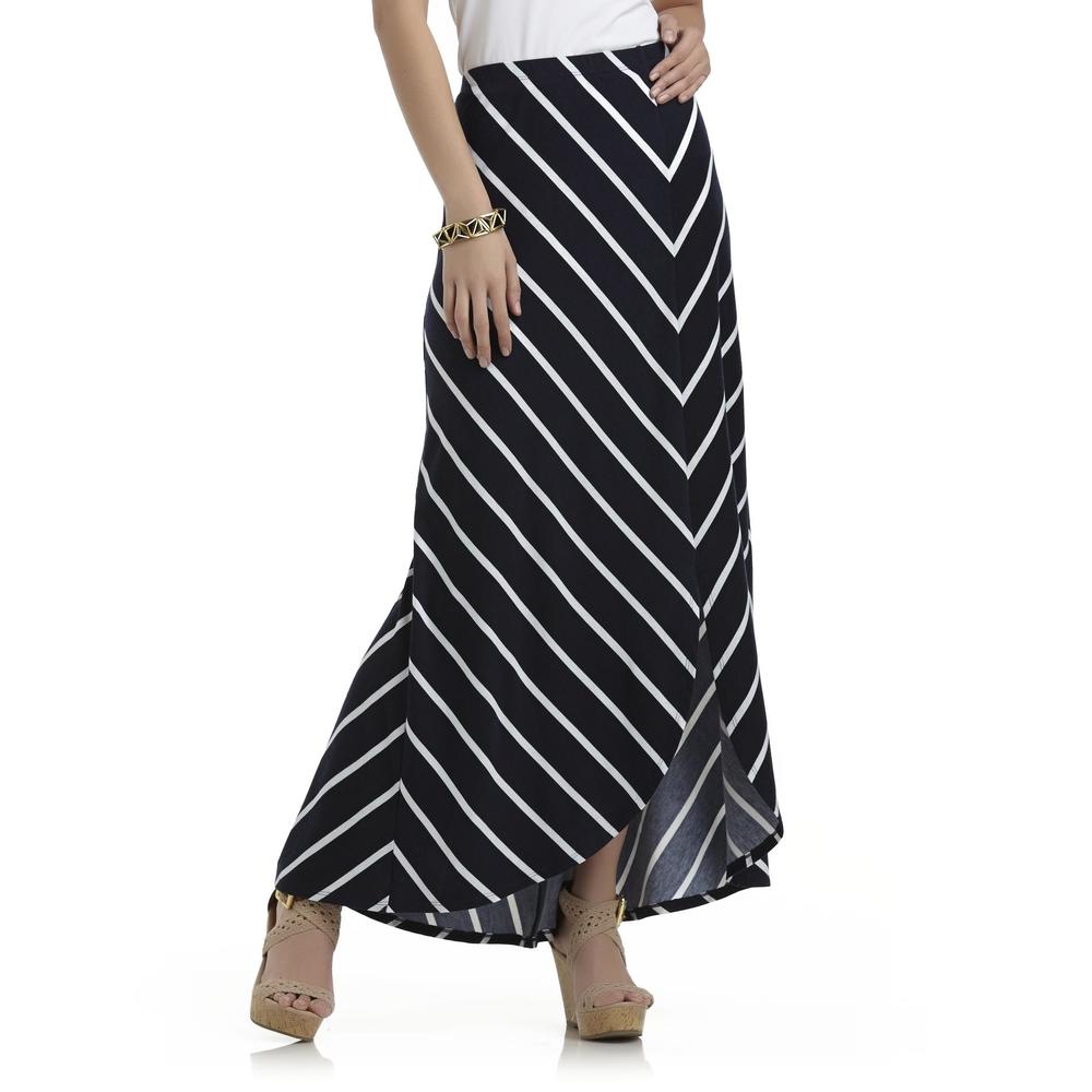 Metaphor Women's Jersey Knit Maxi Skirt - Diagonal Striped