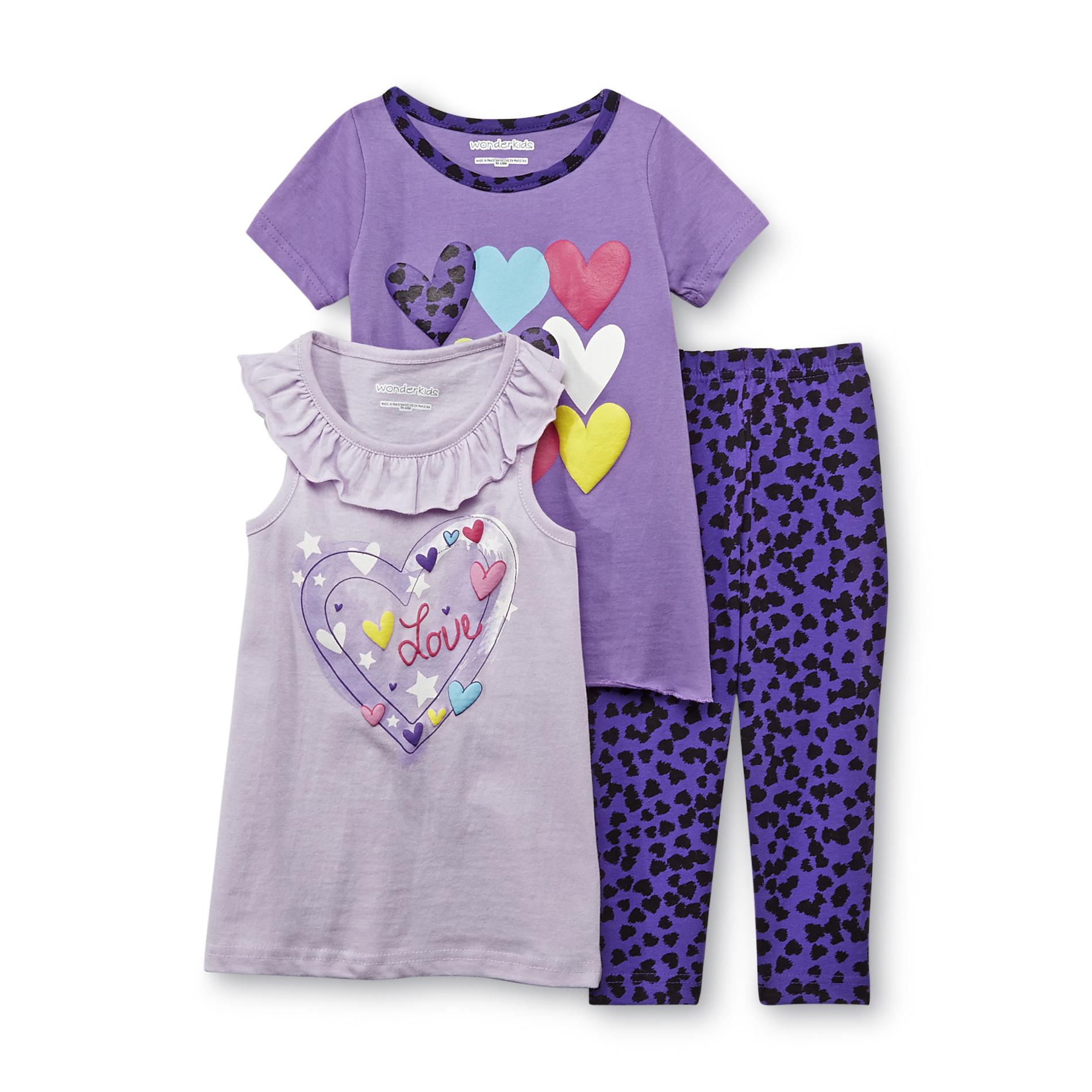 WonderKids Infant & Toddler Girl's Tank Top   T-Shirt & Leggings - Hearts