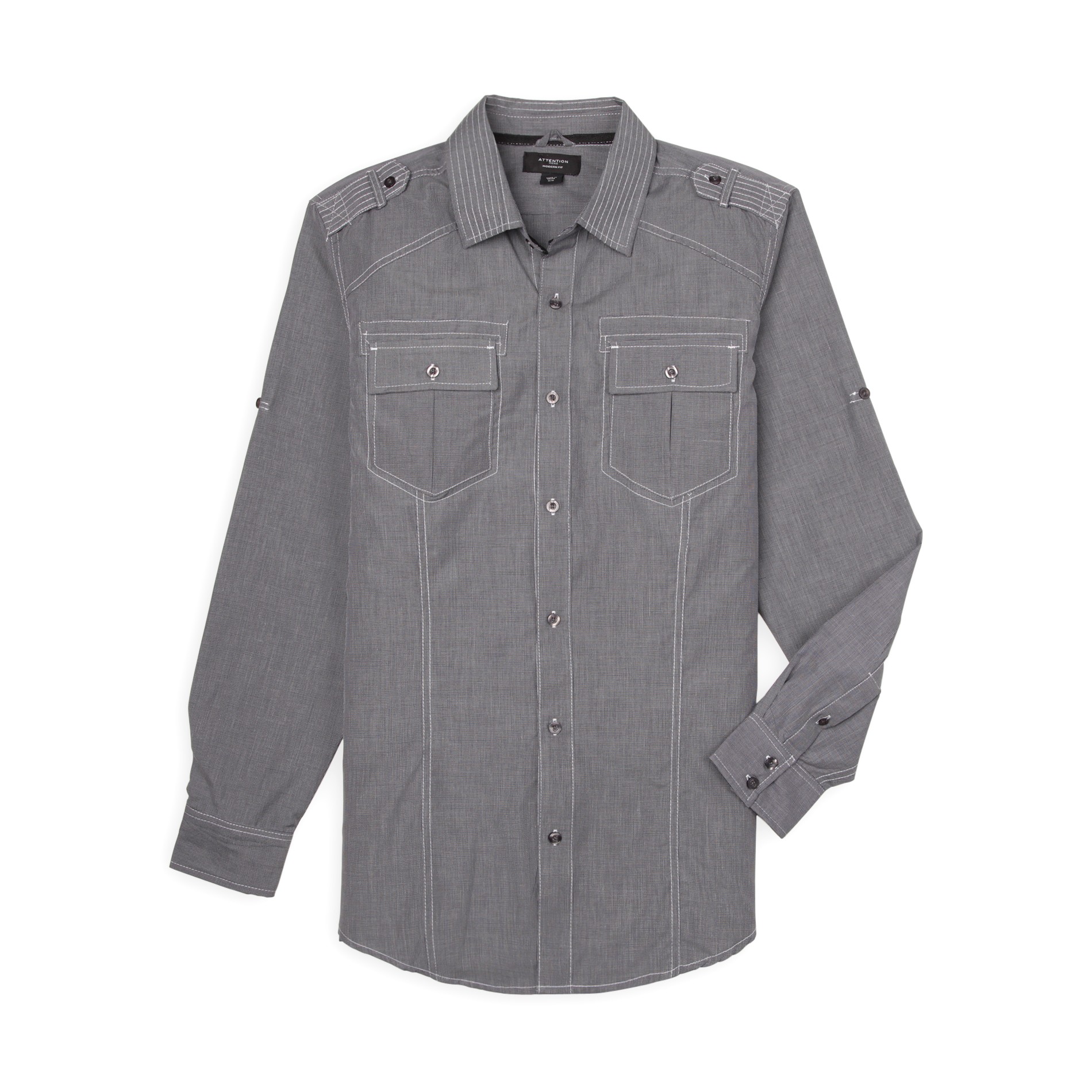 Attention Men's Long-Sleeve Button-Front Shirt