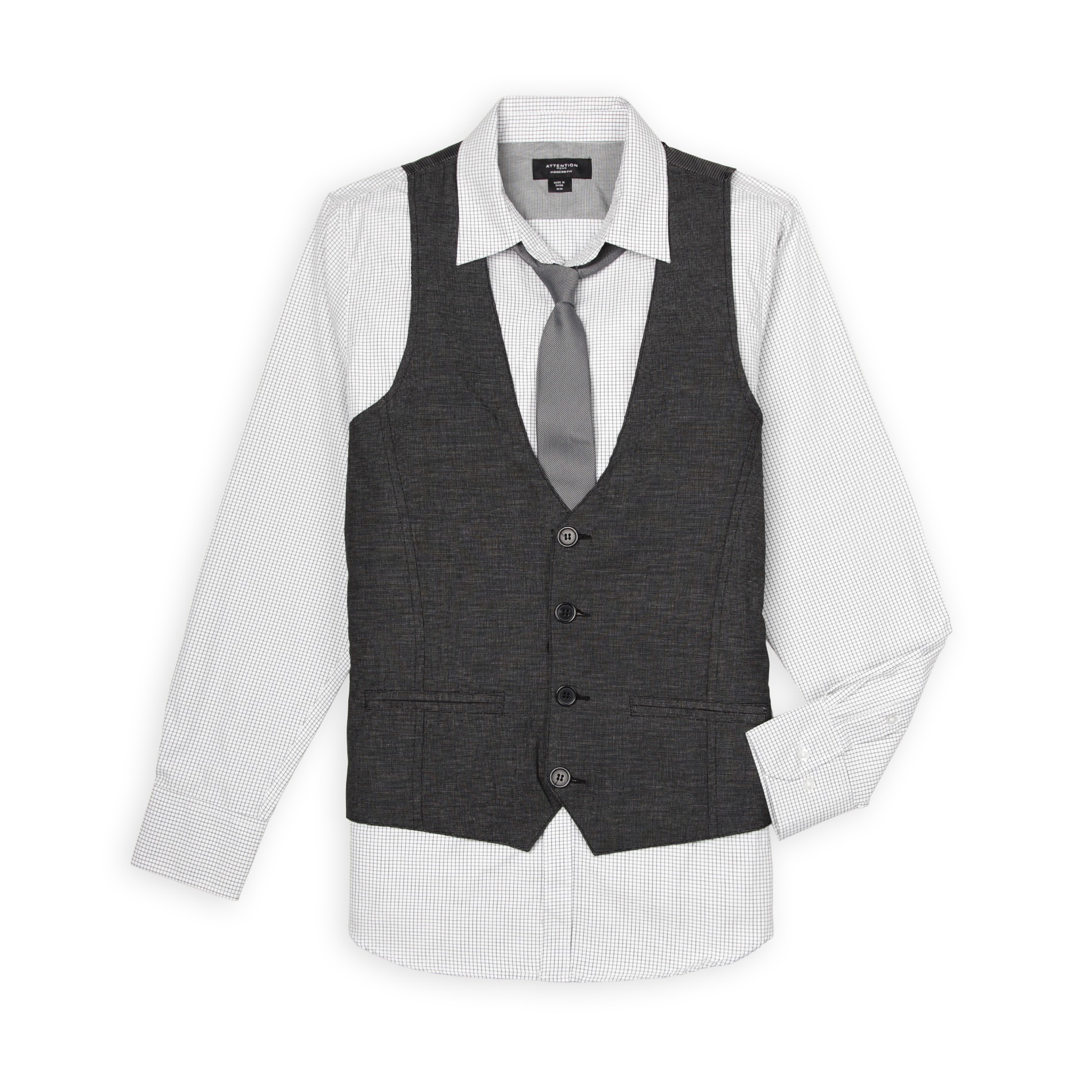 Attention Men's Dress Shirt  Vest  & Necktie
