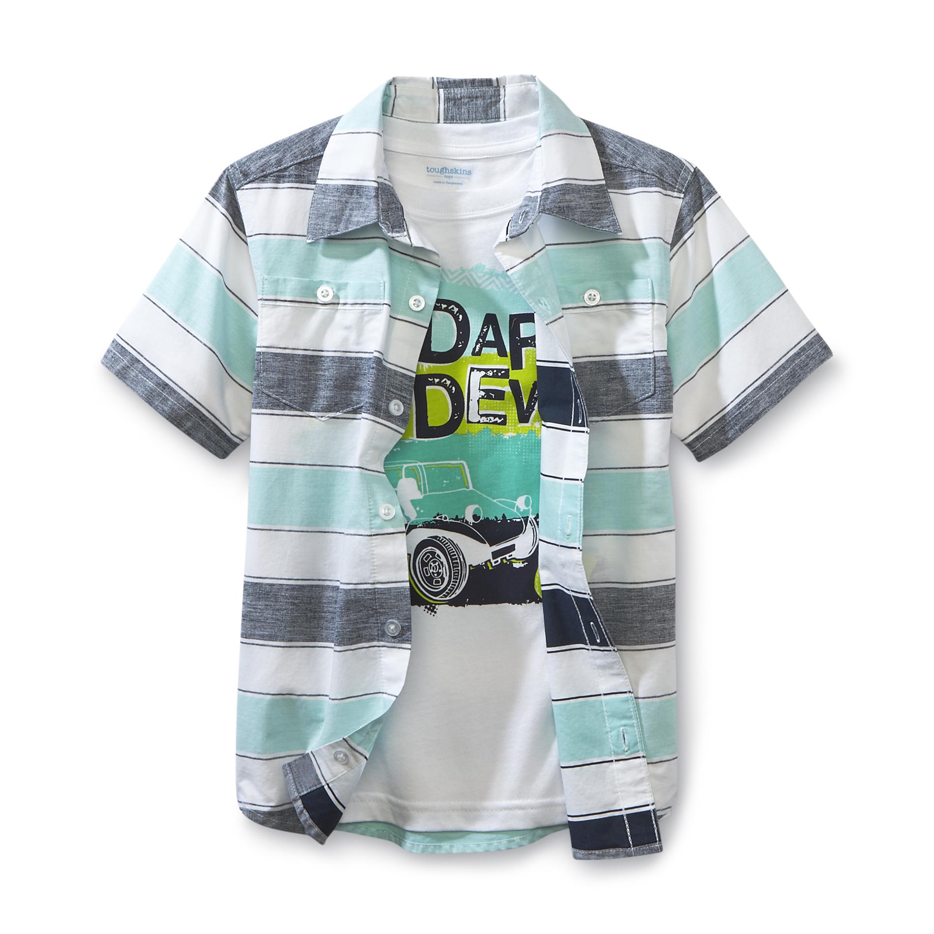 Toughskins Boy's Graphic T-Shirt & Button-Front Shirt - Dare Devil