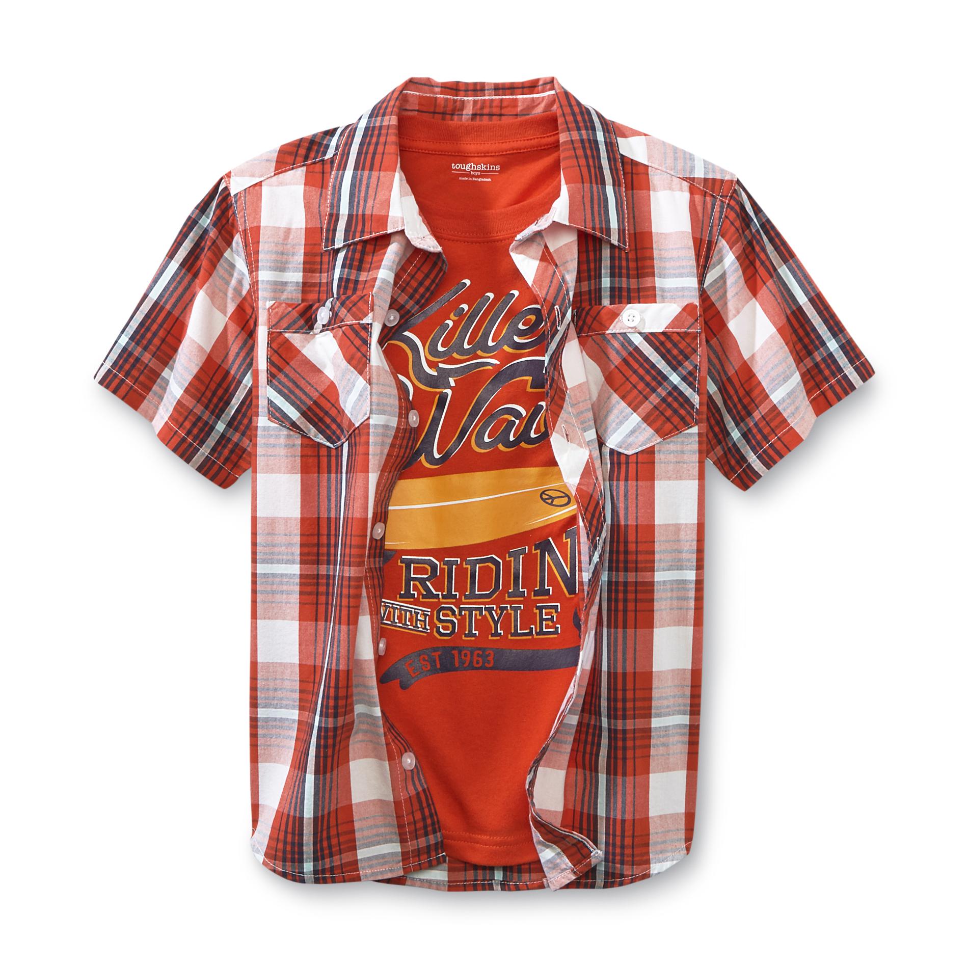 Toughskins Boy's Graphic T-Shirt & Button-Front Shirt - Killer Wave