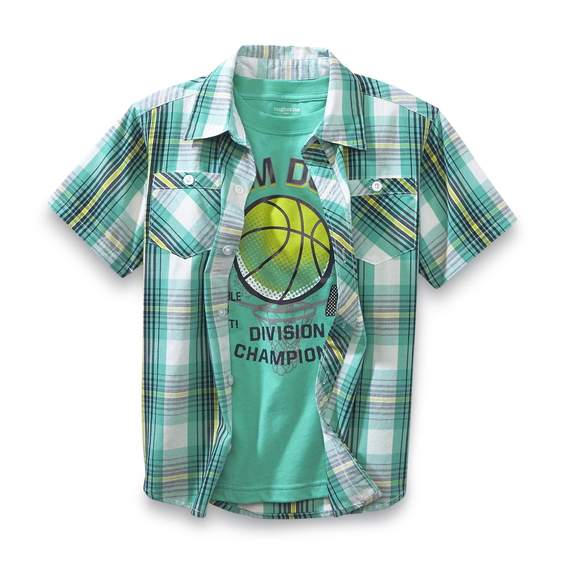 Toughskins Boy's Graphic T-Shirt & Button-Front Shirt - Slam Dunk