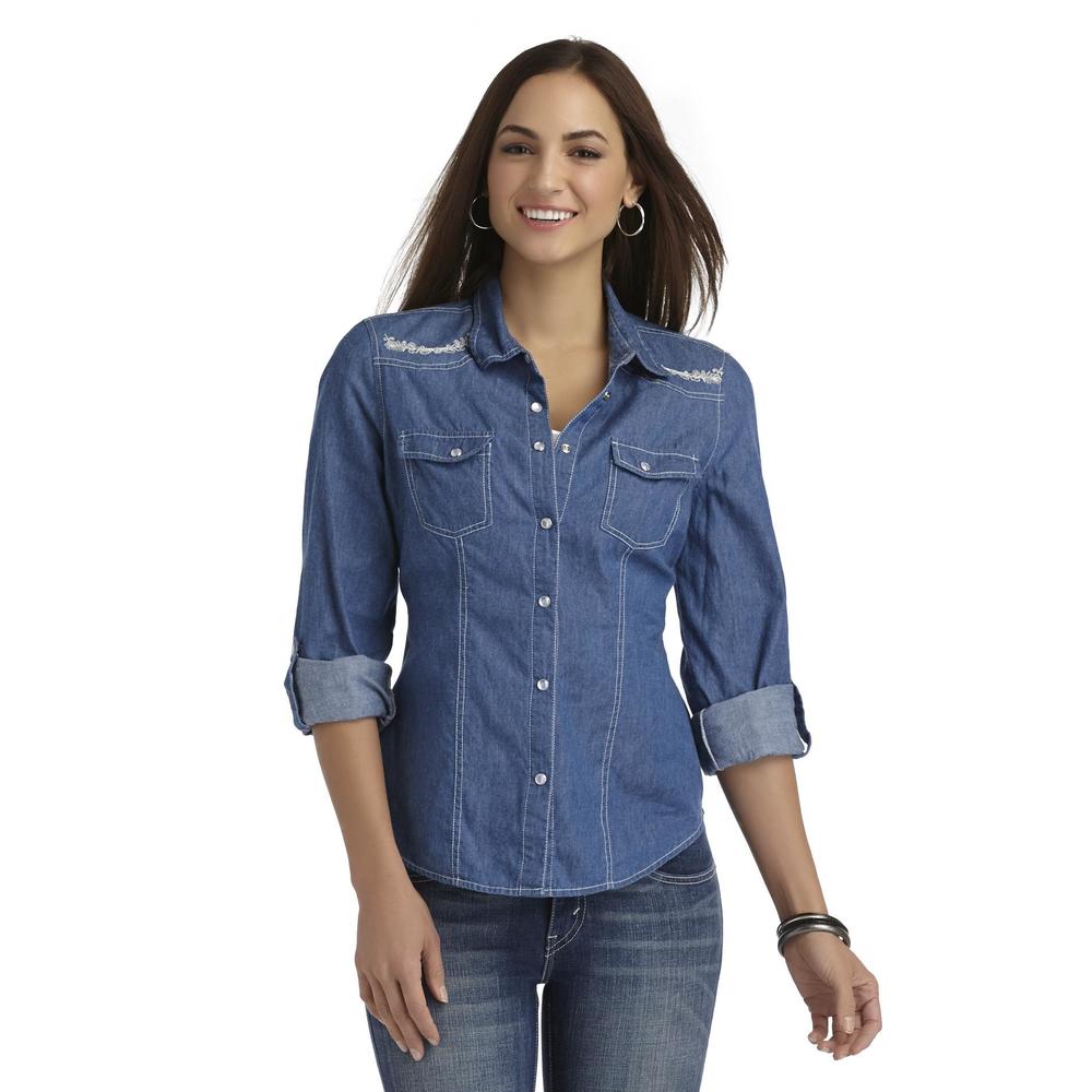 Canyon River Blues Women's Embroidered Denim Shirt - Floral