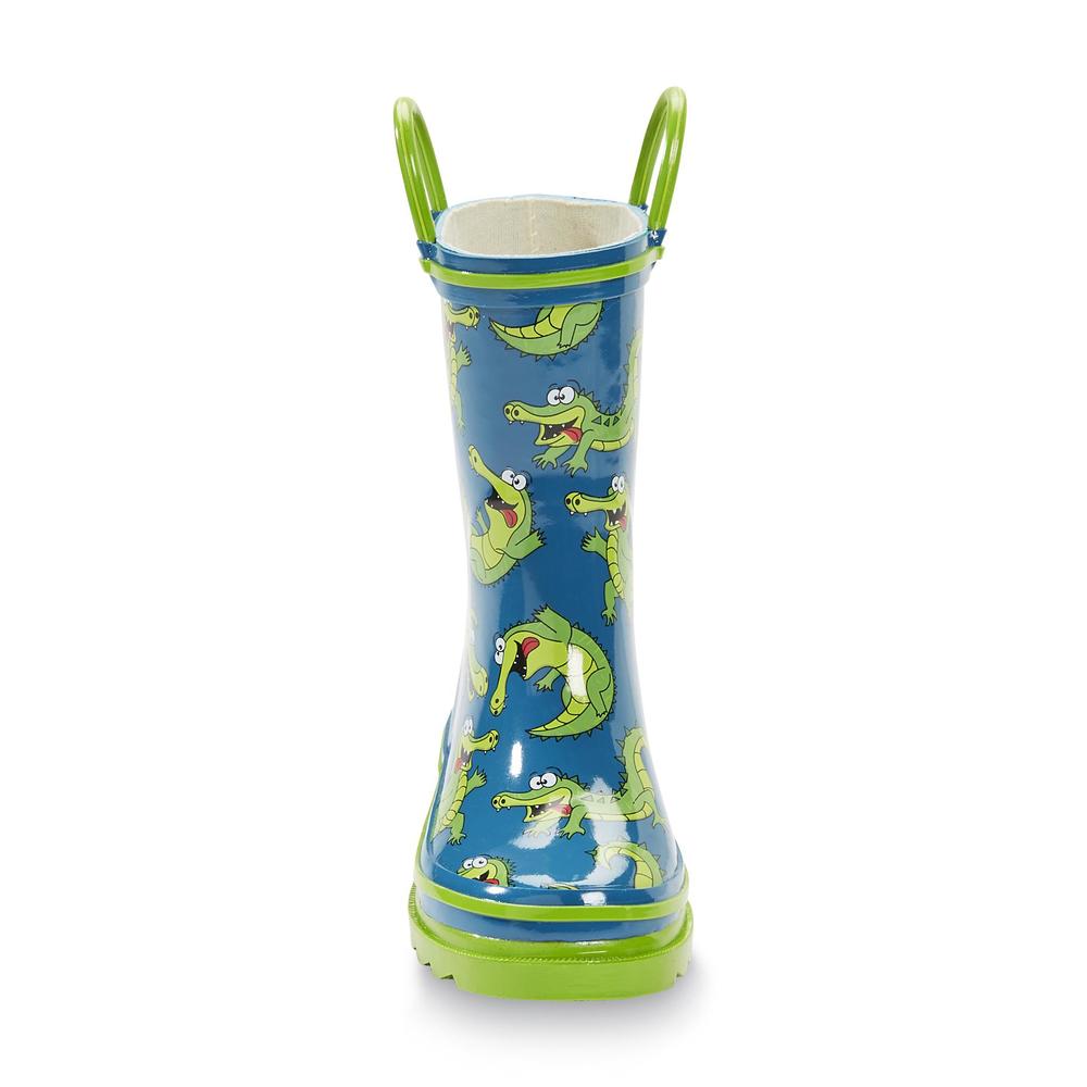 Western Chief Toddler Boy's Gator Party 8" Blue/Green Rubber Rain Boot