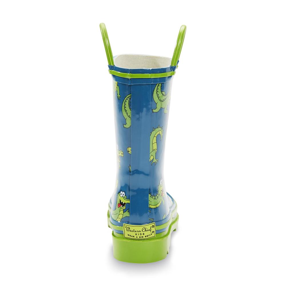 Western Chief Toddler Boy's Gator Party 8" Blue/Green Rubber Rain Boot