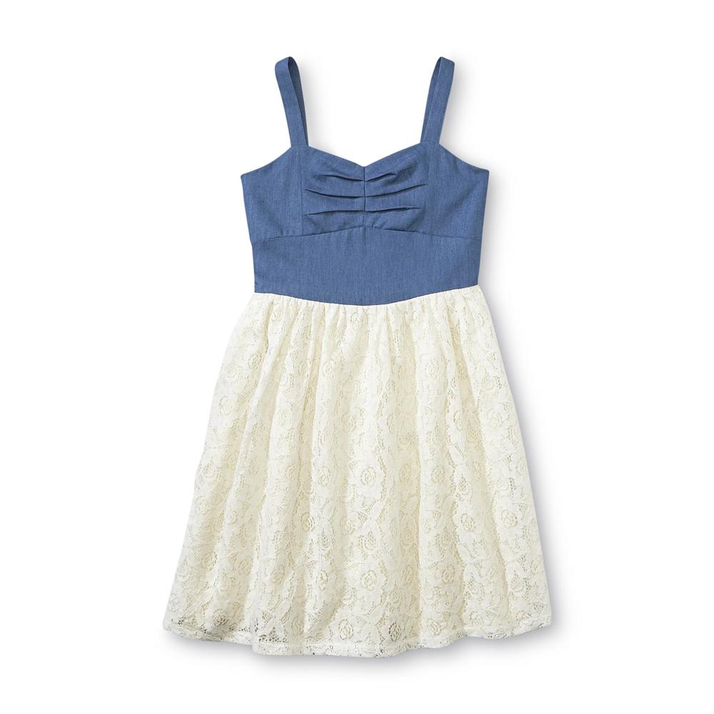 Speechless Girl's Chambray & Lace Dress - Floral