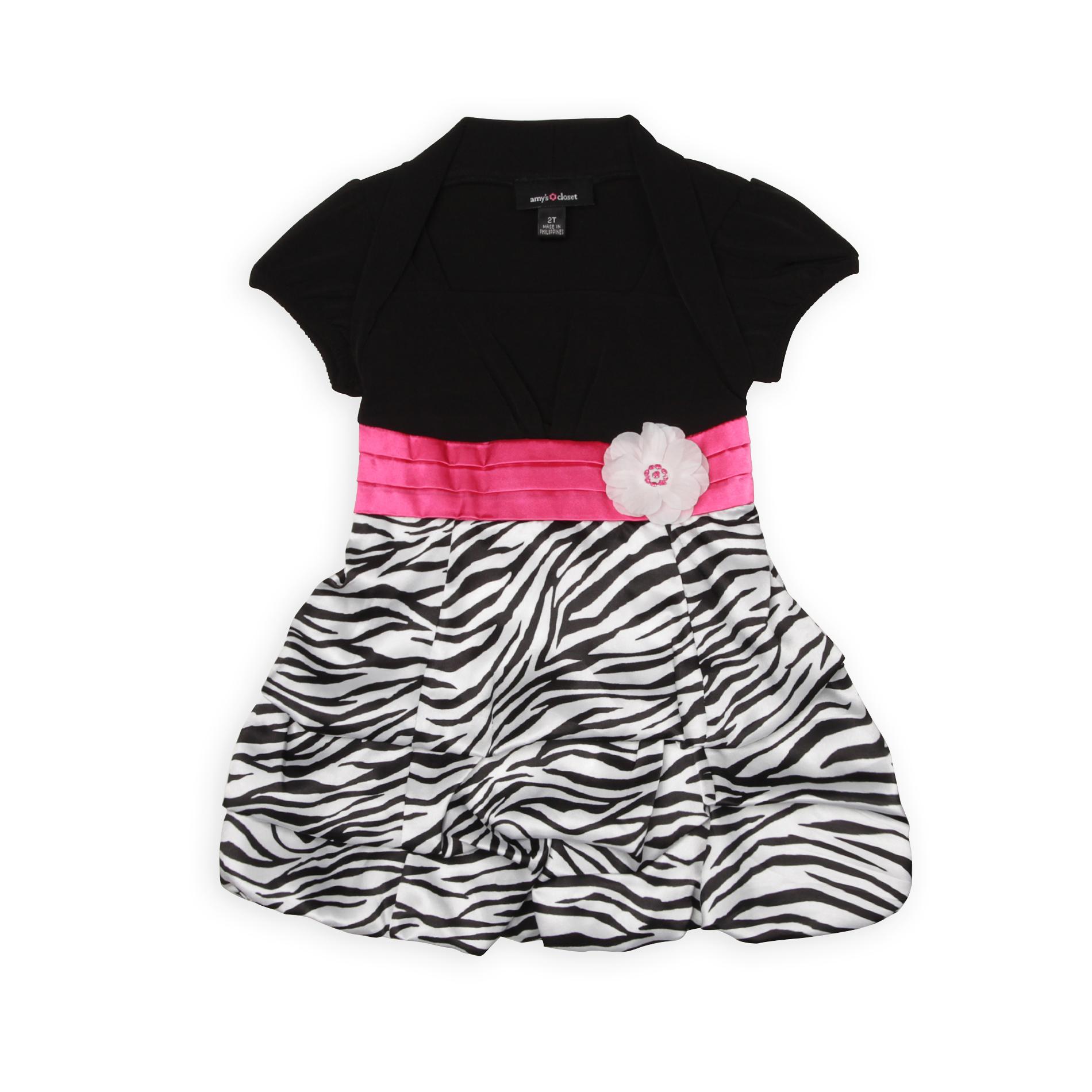 Amy's Closet Toddler Girl's Bubble Dress - Zebra Print