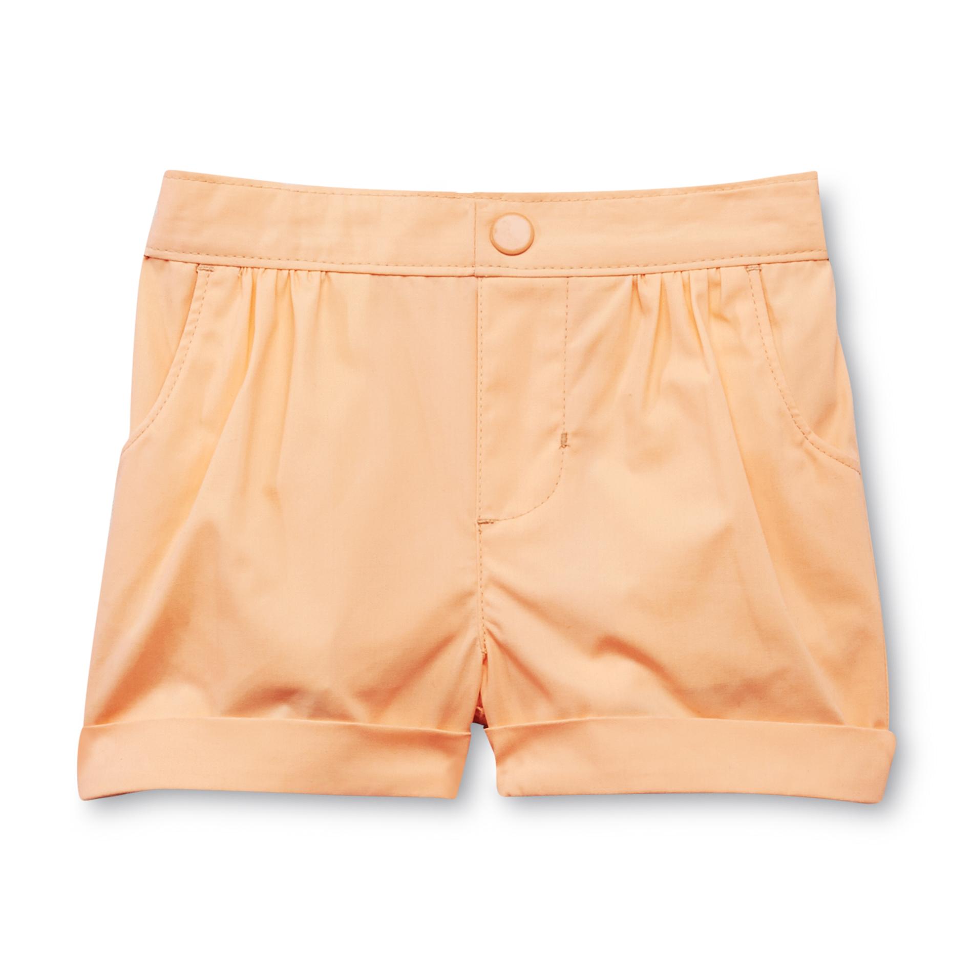 Toughskins Infant Girl's Cuffed Poplin Shorts - Neon
