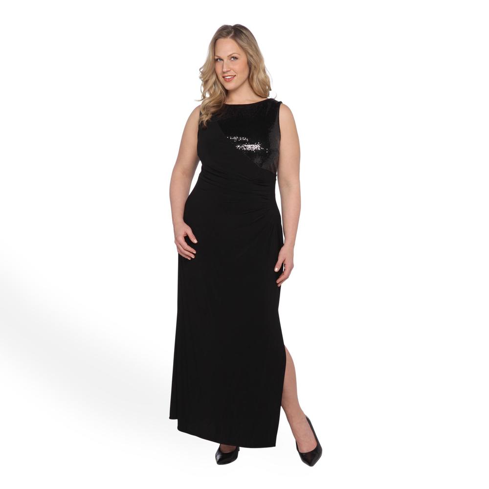 Kathy Roberts Women's Plus Asymmetrical Evening Dress