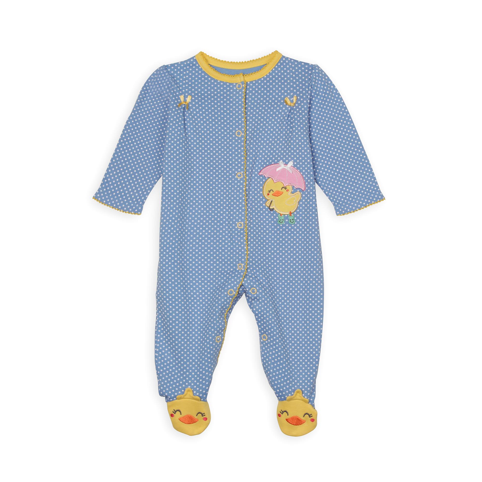 Small Wonders Newborn Girl's Long-Sleeve Footed Pajamas - Duck