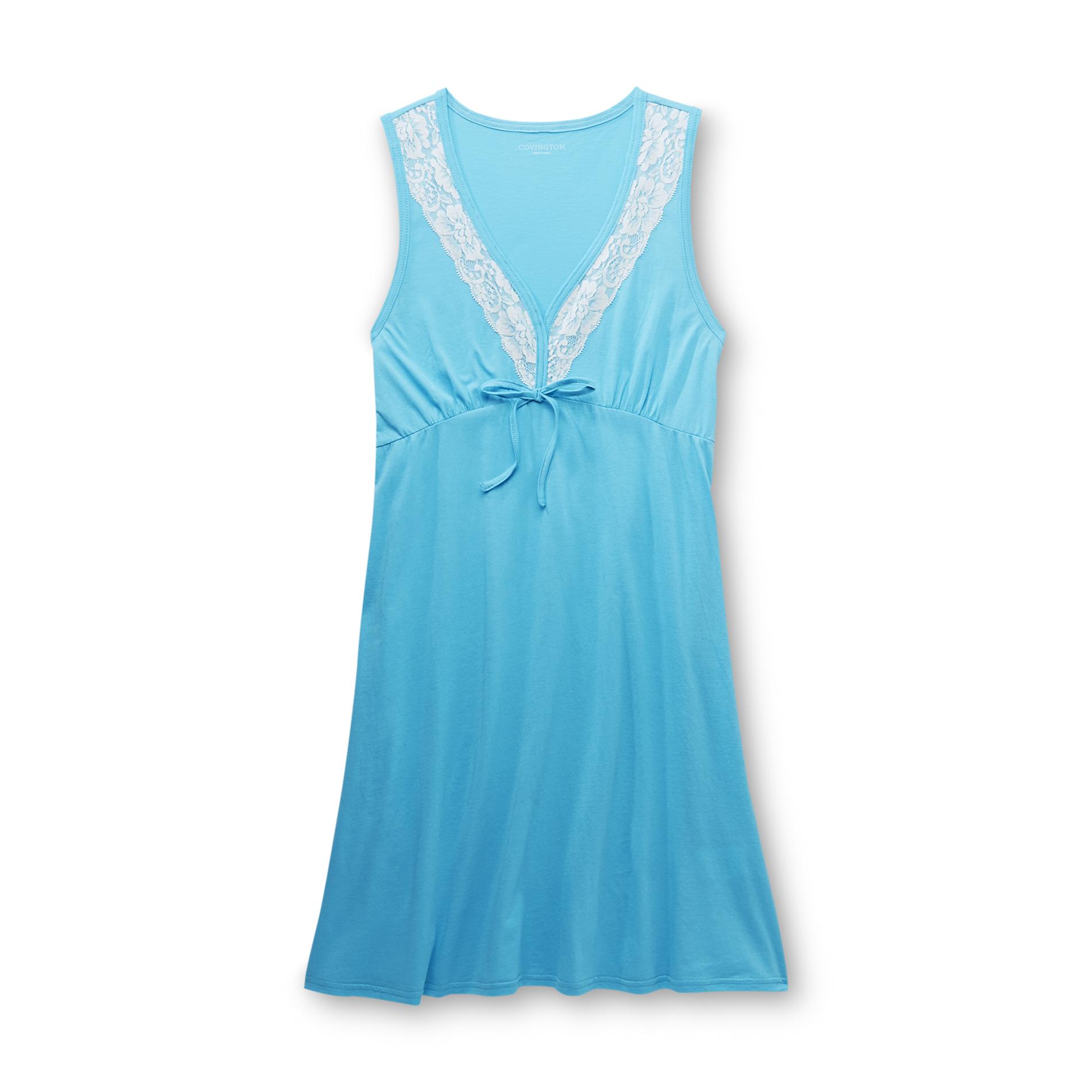 Covington Women's Lace Trim Sleeveless Nightgown