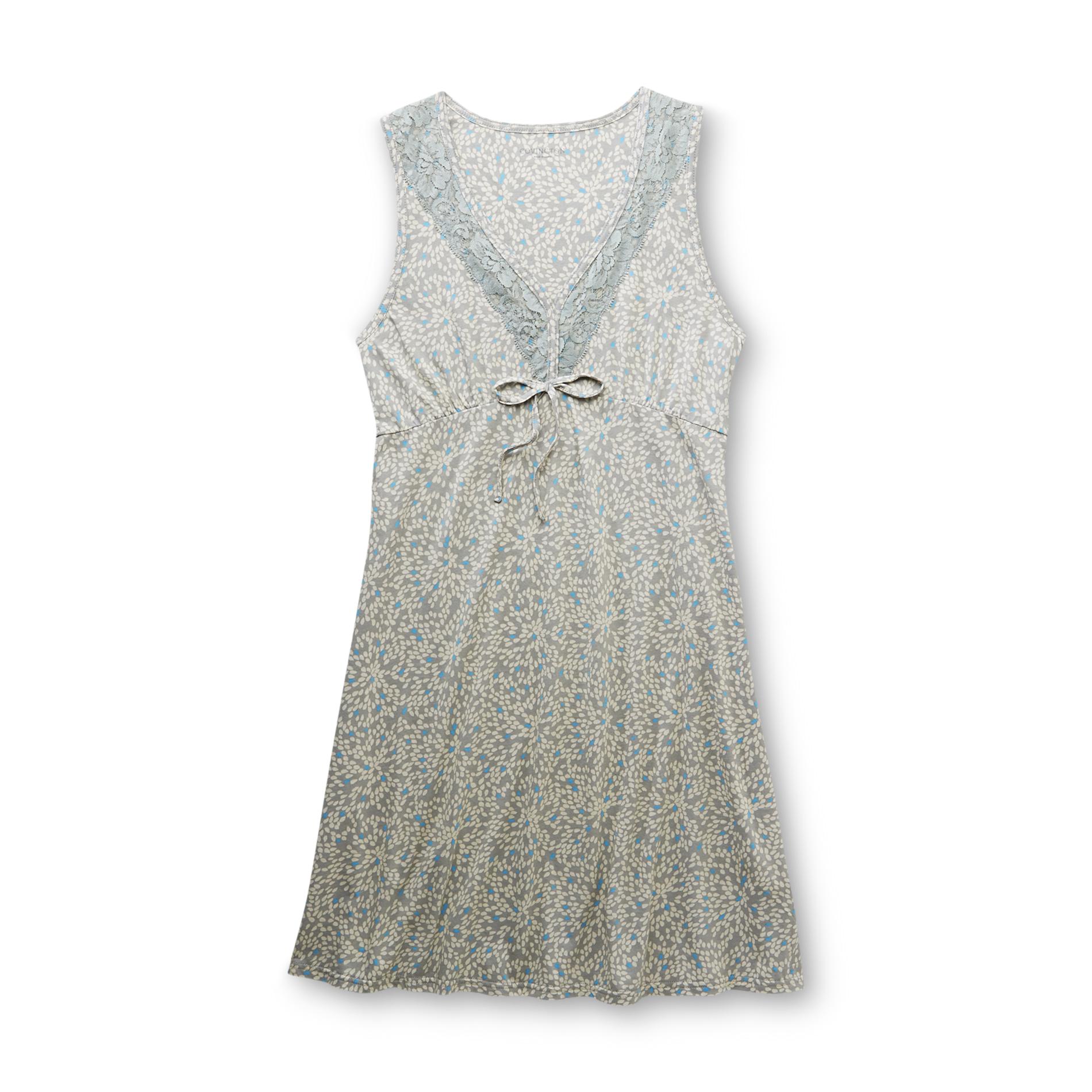 Covington Women's Lace Trim Sleeveless Nightgown - Petals