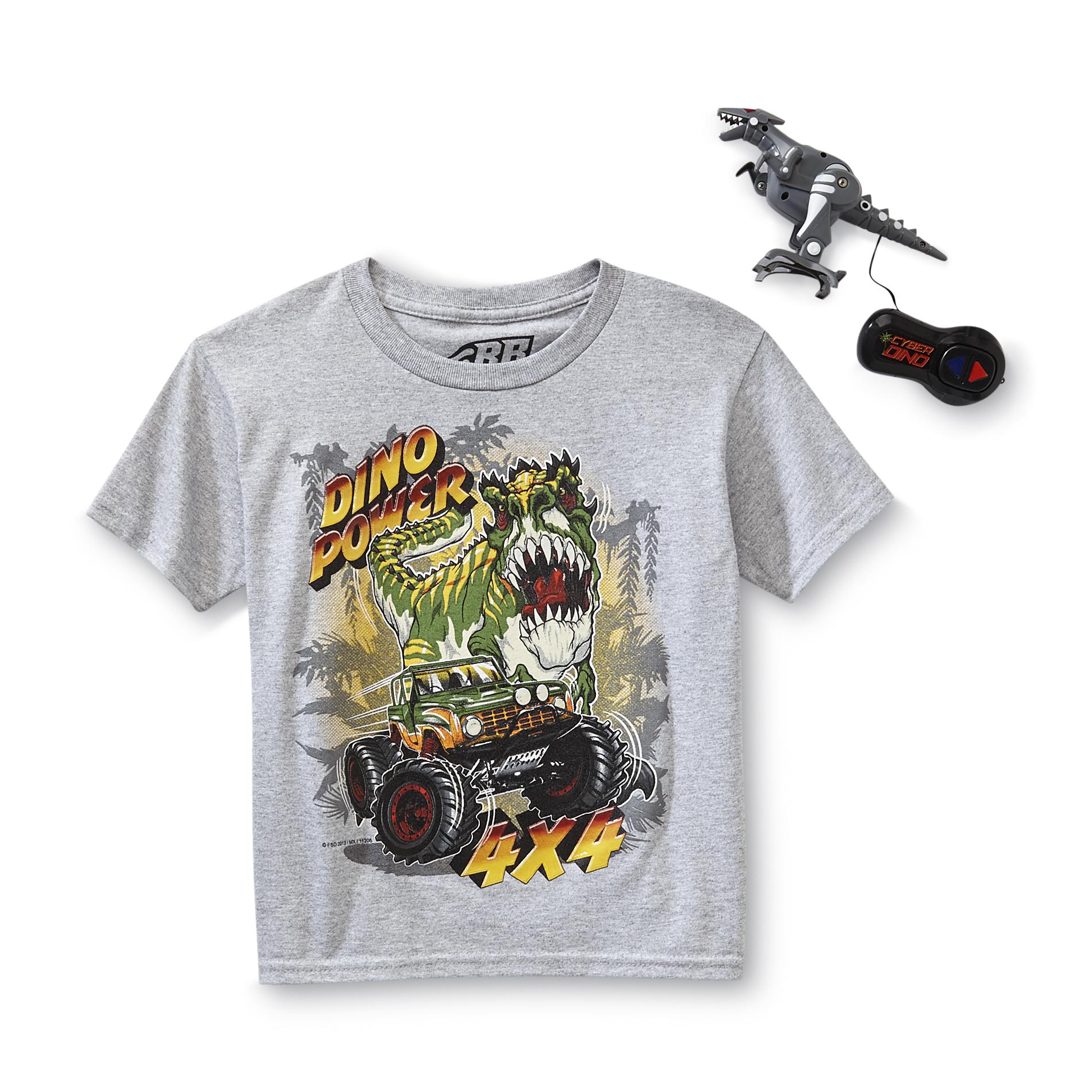 Rudeboyz Boy's Graphic T-Shirt & Remote Control Toy - Dinosaur