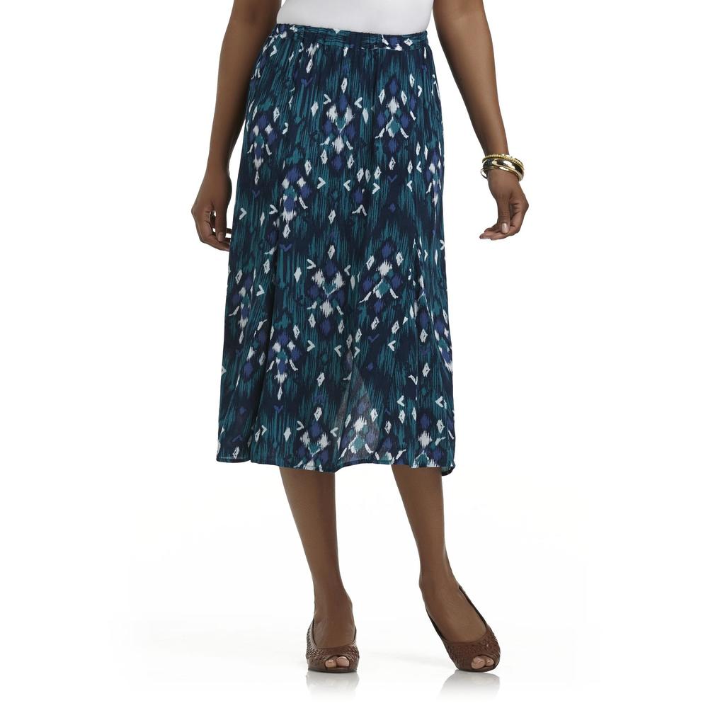 Laura Scott Women's Godet Crinkle Skirt - Abstract Tribal