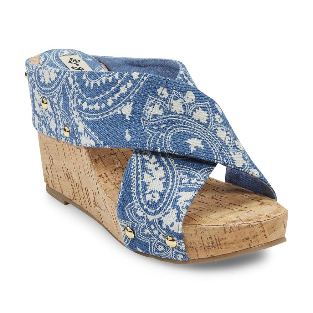 Groove Women's Denim Blue Wedge Sandal