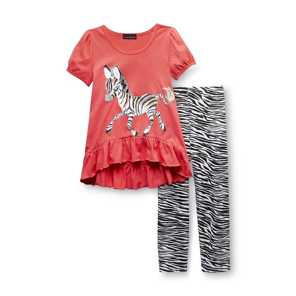 Tempted Apparel Girl's Graphic Top & Leggings - Zebra
