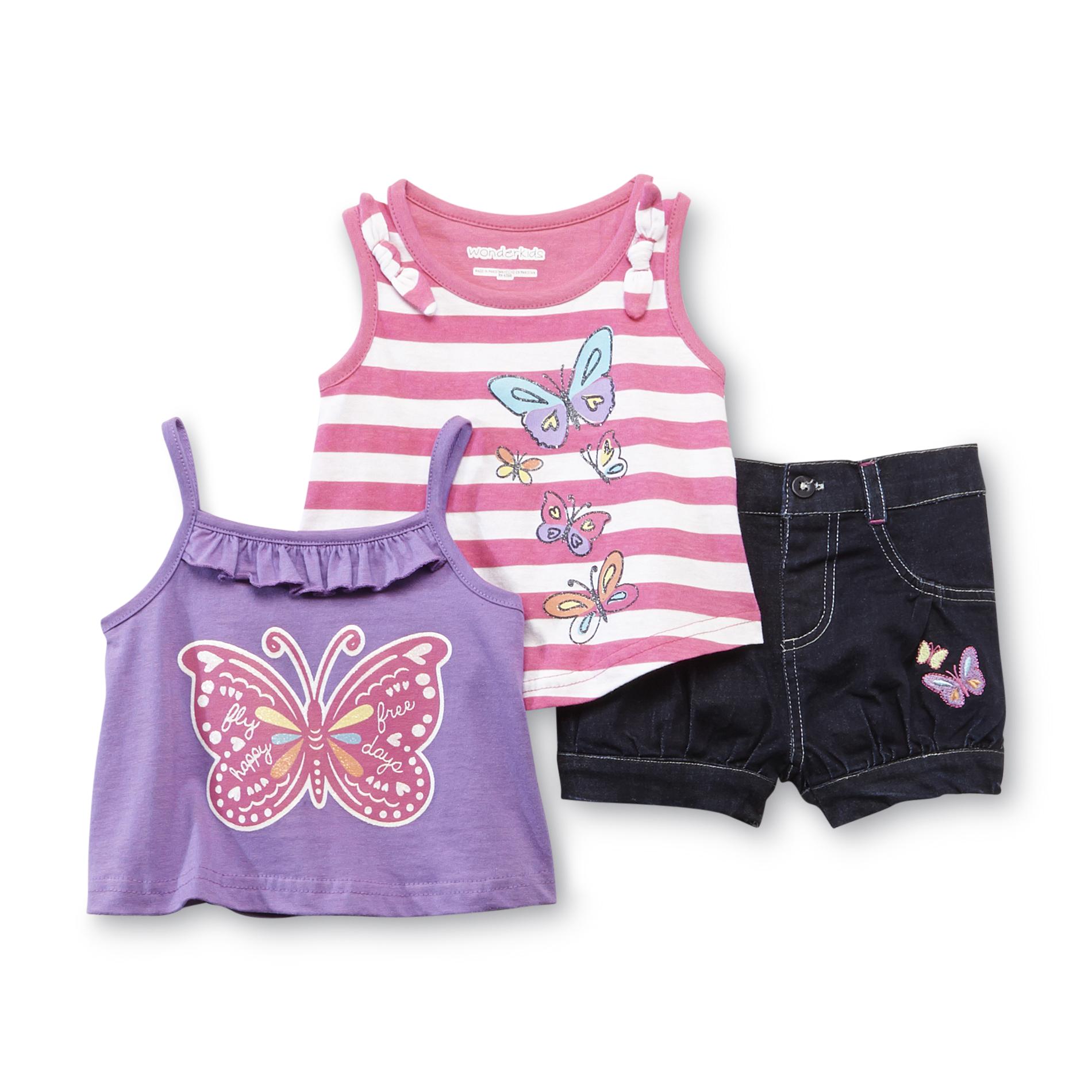 WonderKids Infant & Toddler Girl's 2 Tank Tops & Shorts - Butterflies
